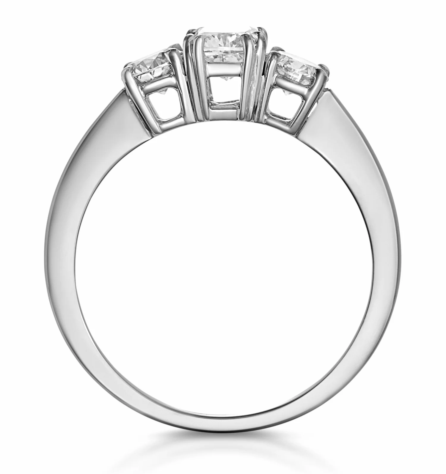 3 Stone Meghan Lab Diamond Engagement Ring 1CT F/VS1 in 18K White Gold - Image 5