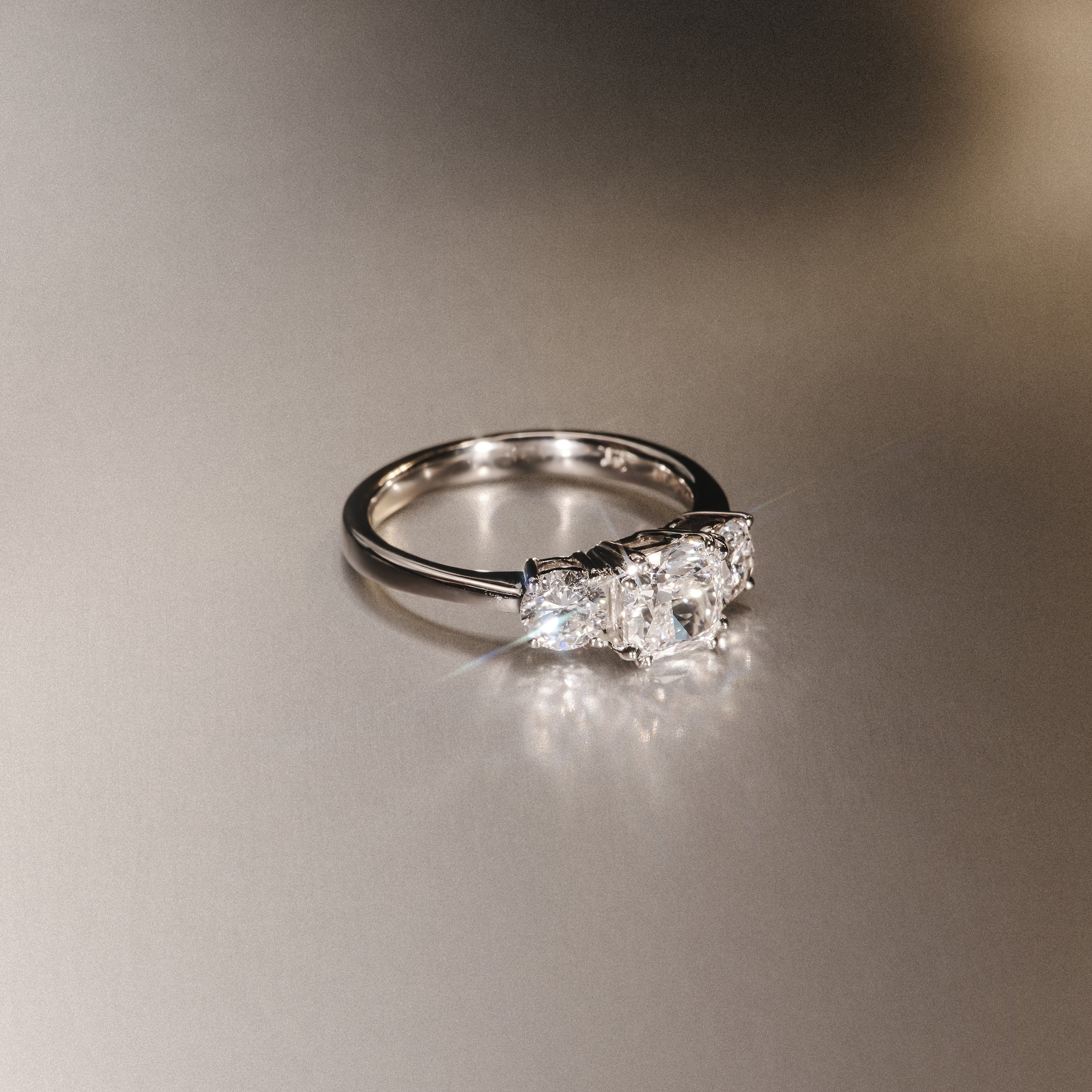 3 Stone Meghan Lab Diamond Engagement Ring 1CT F/VS1 in Platinum - Image 4