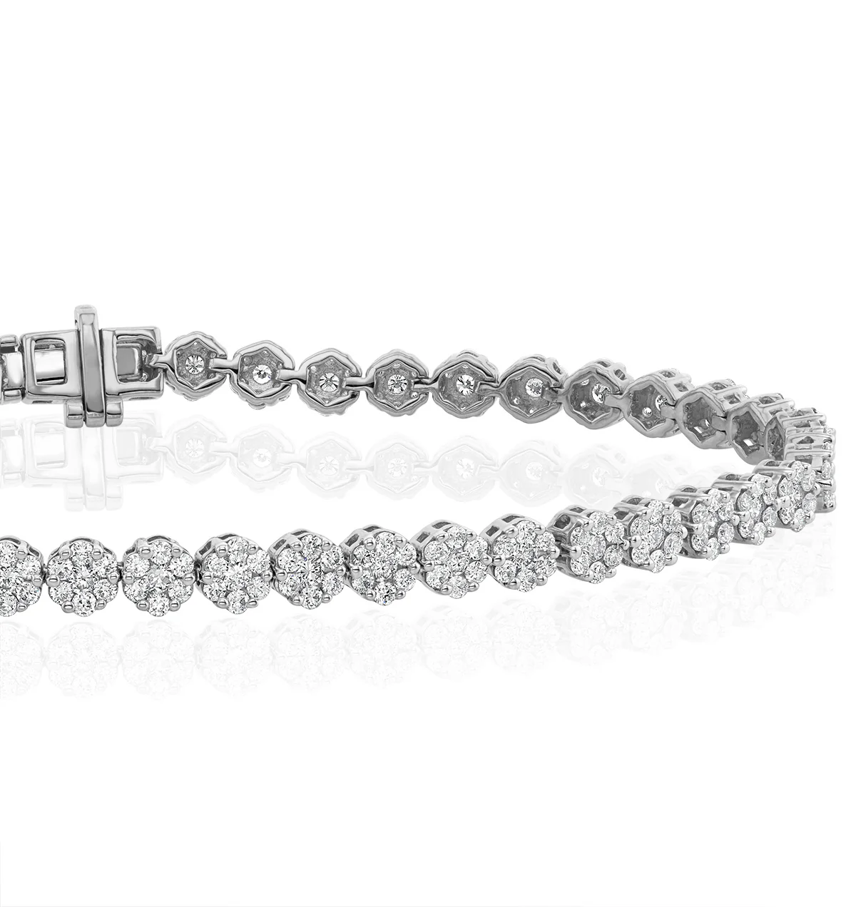 3ct Cluster Lab Diamond Tennis Bracelet H/Si Set in 9K White Gold - Image 3