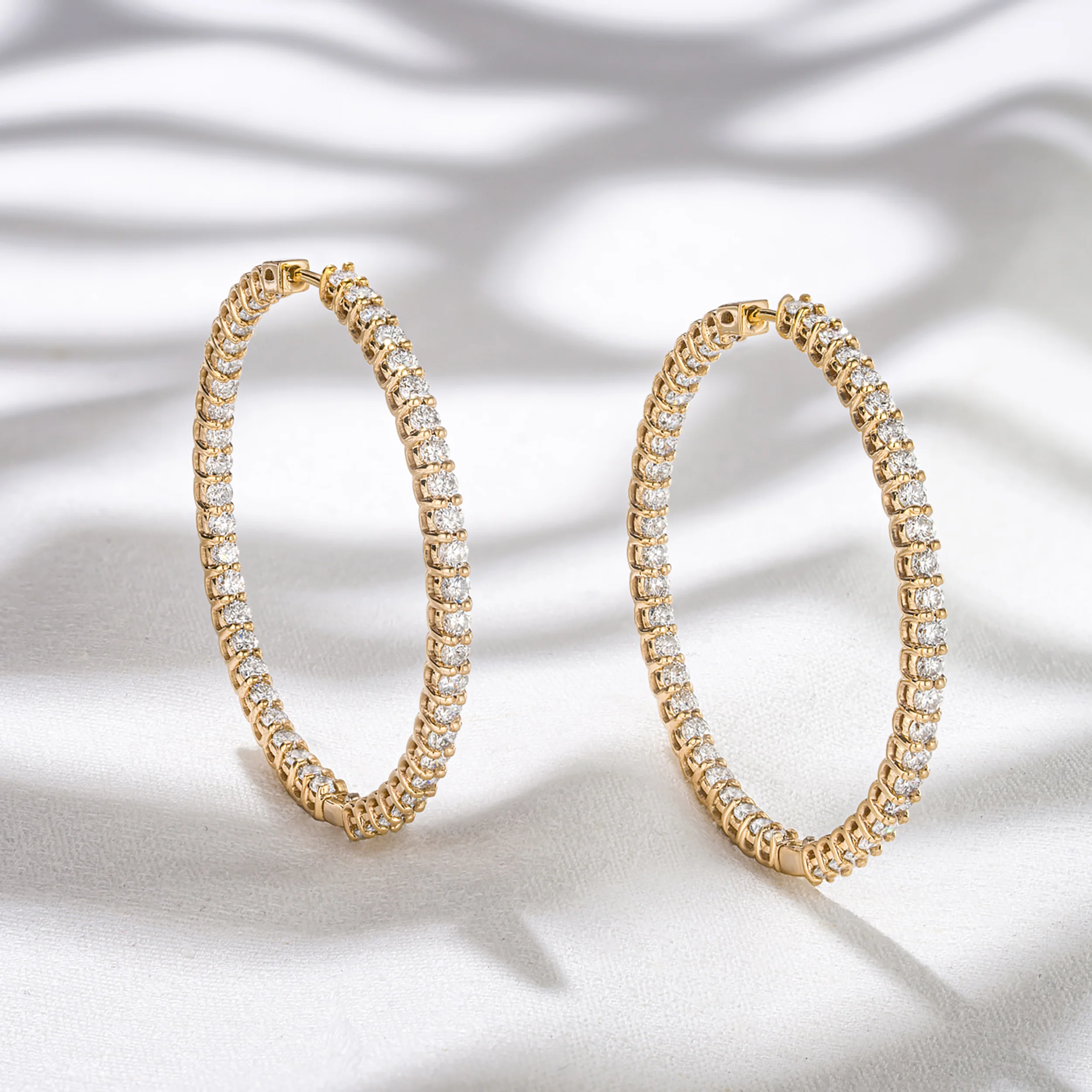 4.00ct Lab Diamond Hoop Earrings in 9K Yellow Gold G/VS - Image 7