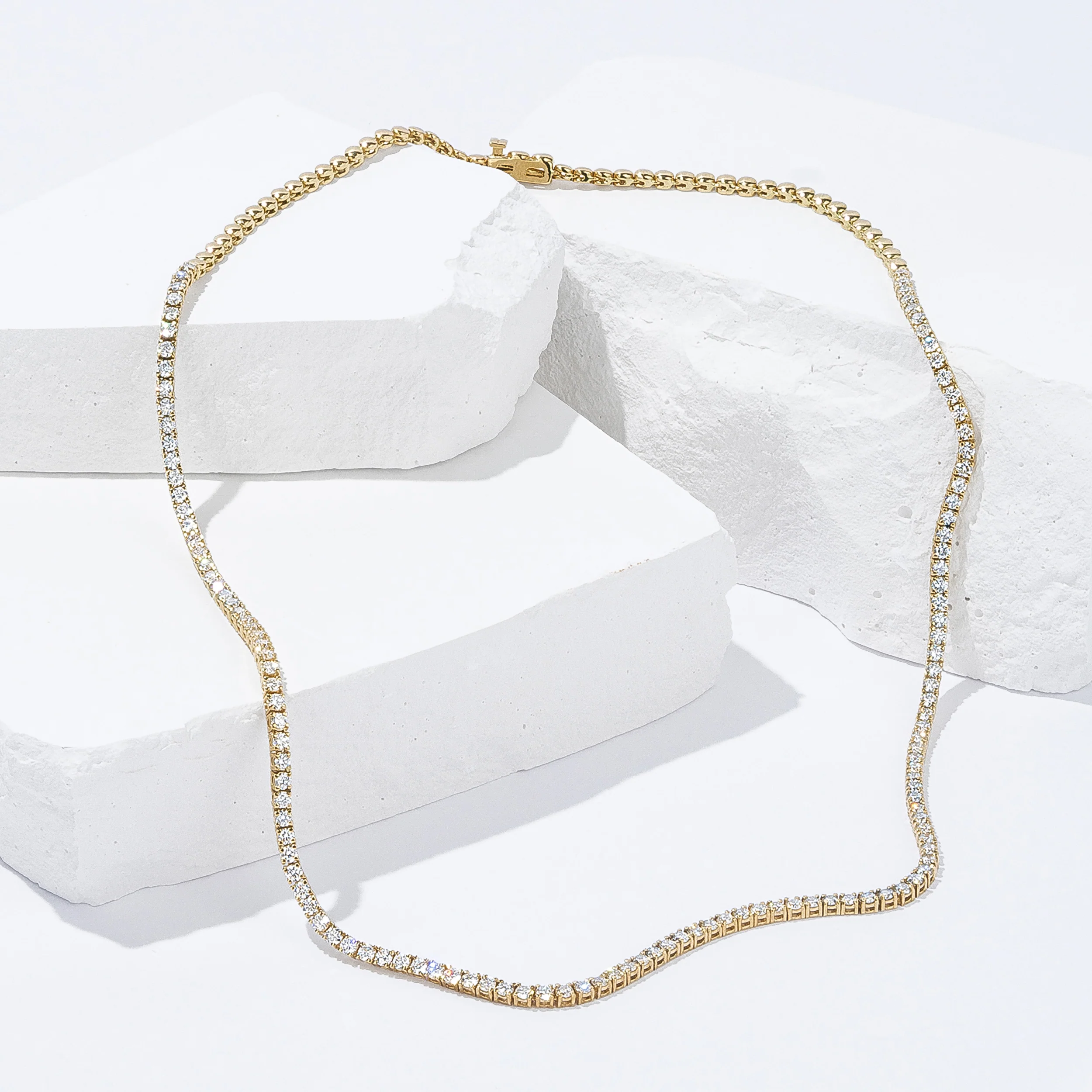 5.00ct Lab Diamond Tennis Necklace 3/4 Set in 9K Gold F/VS - Image 6