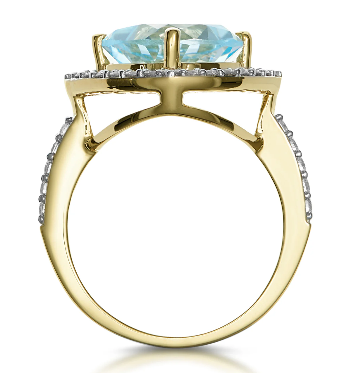 5.40ct Blue Topaz and Lab Diamond Asteria Statement Ring in 9K Gold - Image 3