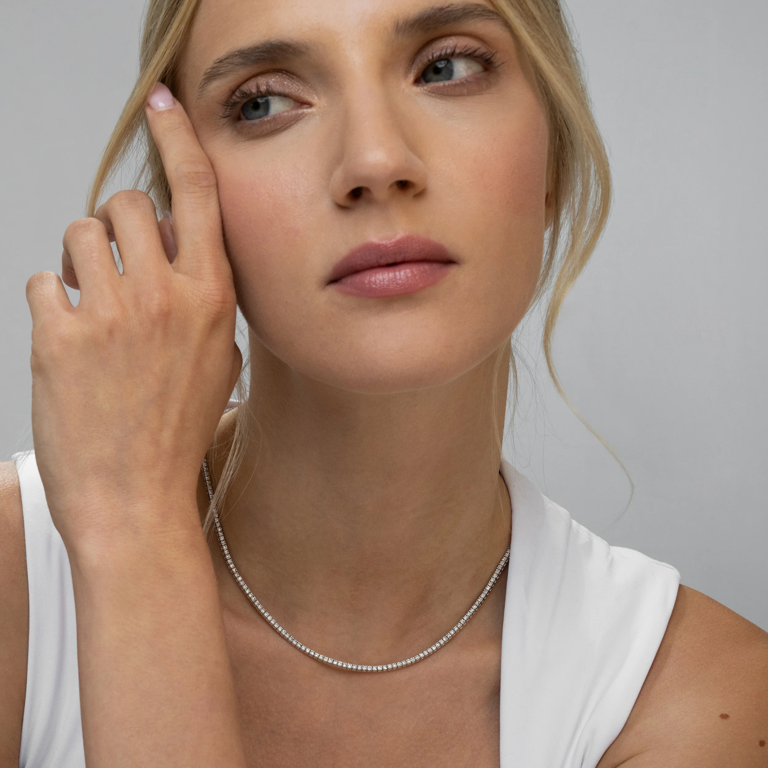 6.00ct Lab Diamond Tennis Necklace in 9K White Gold F/VS - Image 4