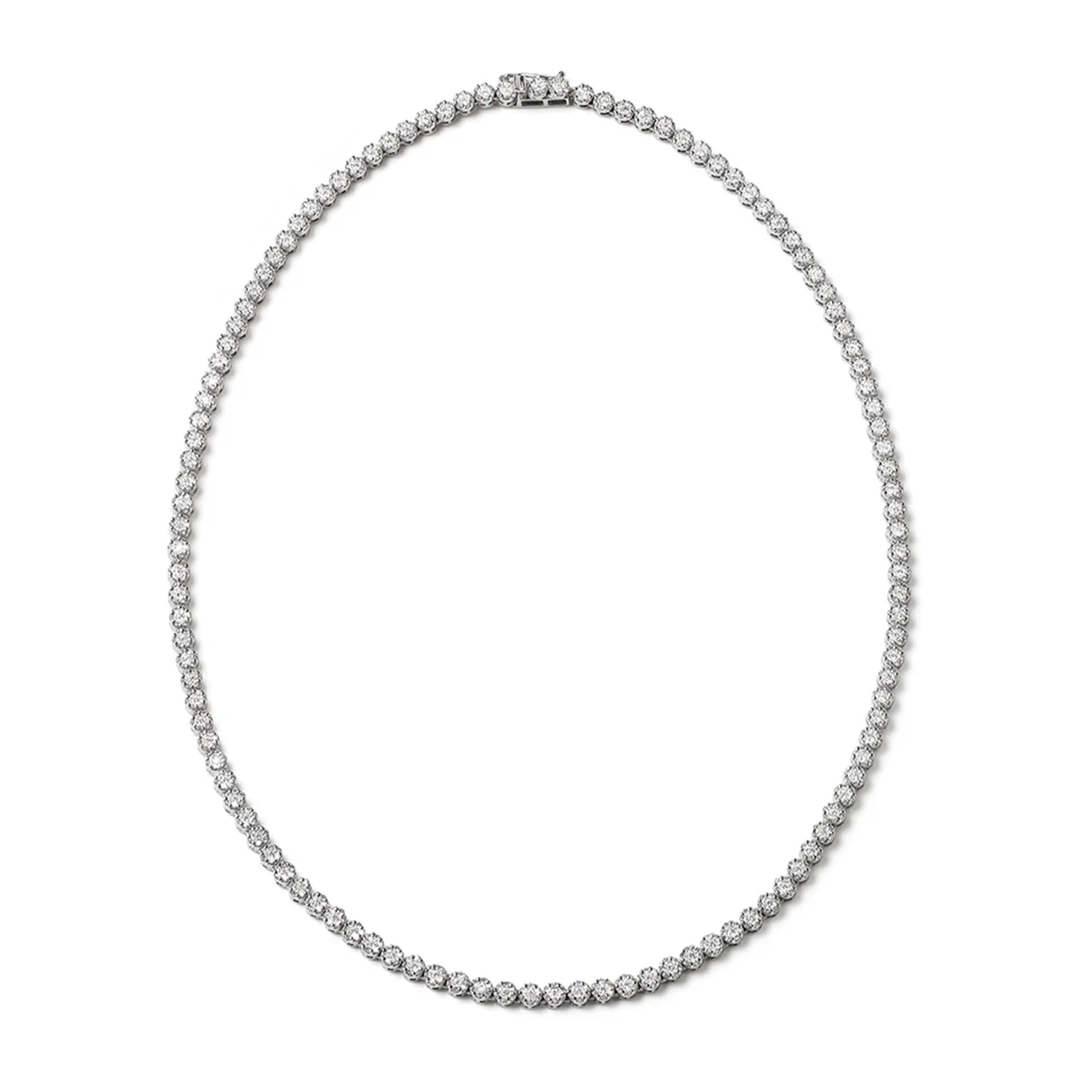 7.00ct Lab Diamond Cluster Tennis Necklace in 9K White Gold H/SI