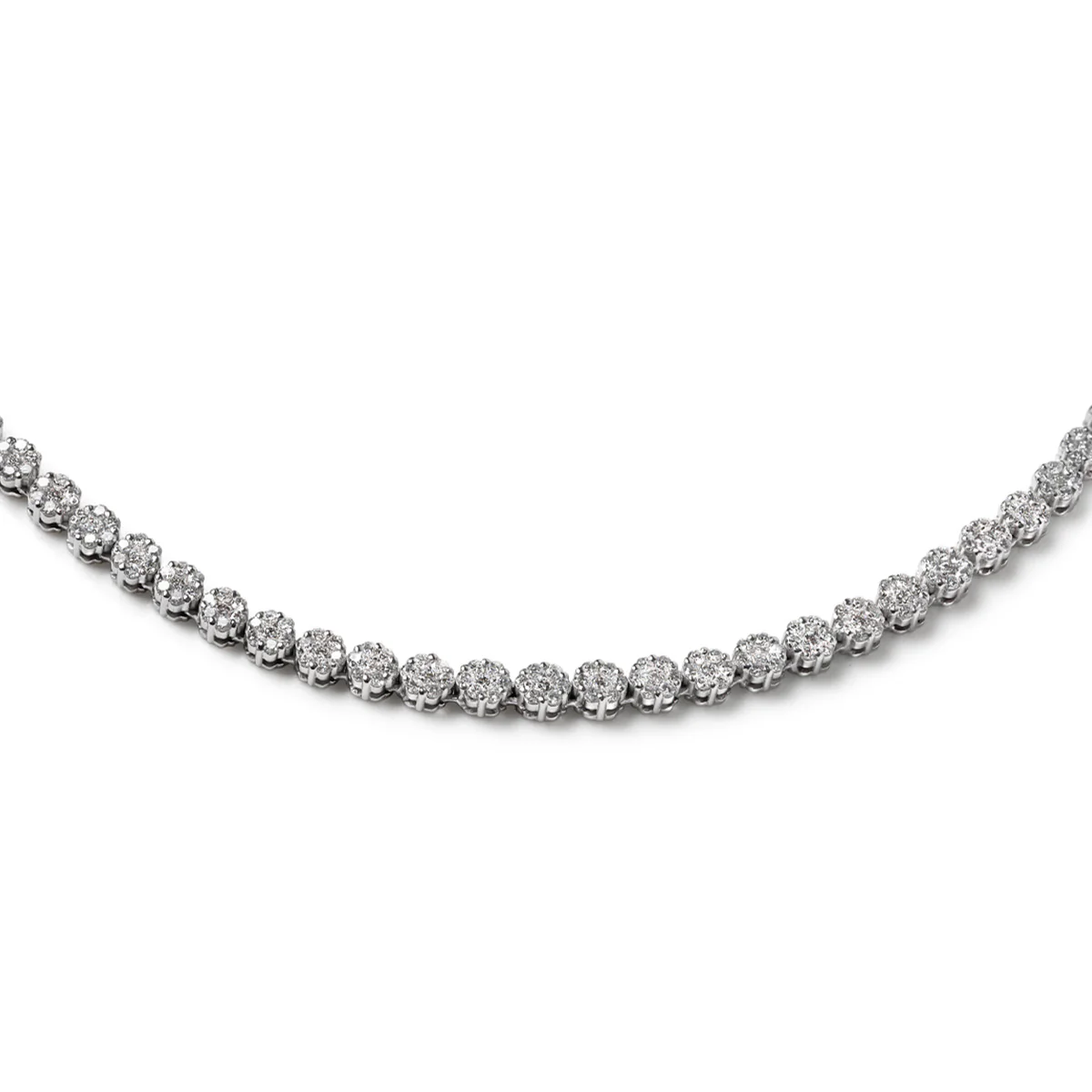 7.00ct Lab Diamond Cluster Tennis Necklace in 9K White Gold H/SI - Image 2