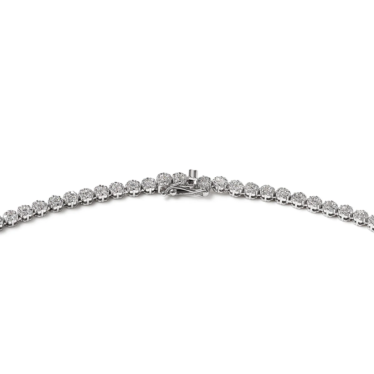 7.00ct Lab Diamond Cluster Tennis Necklace in 9K White Gold H/SI - Image 4
