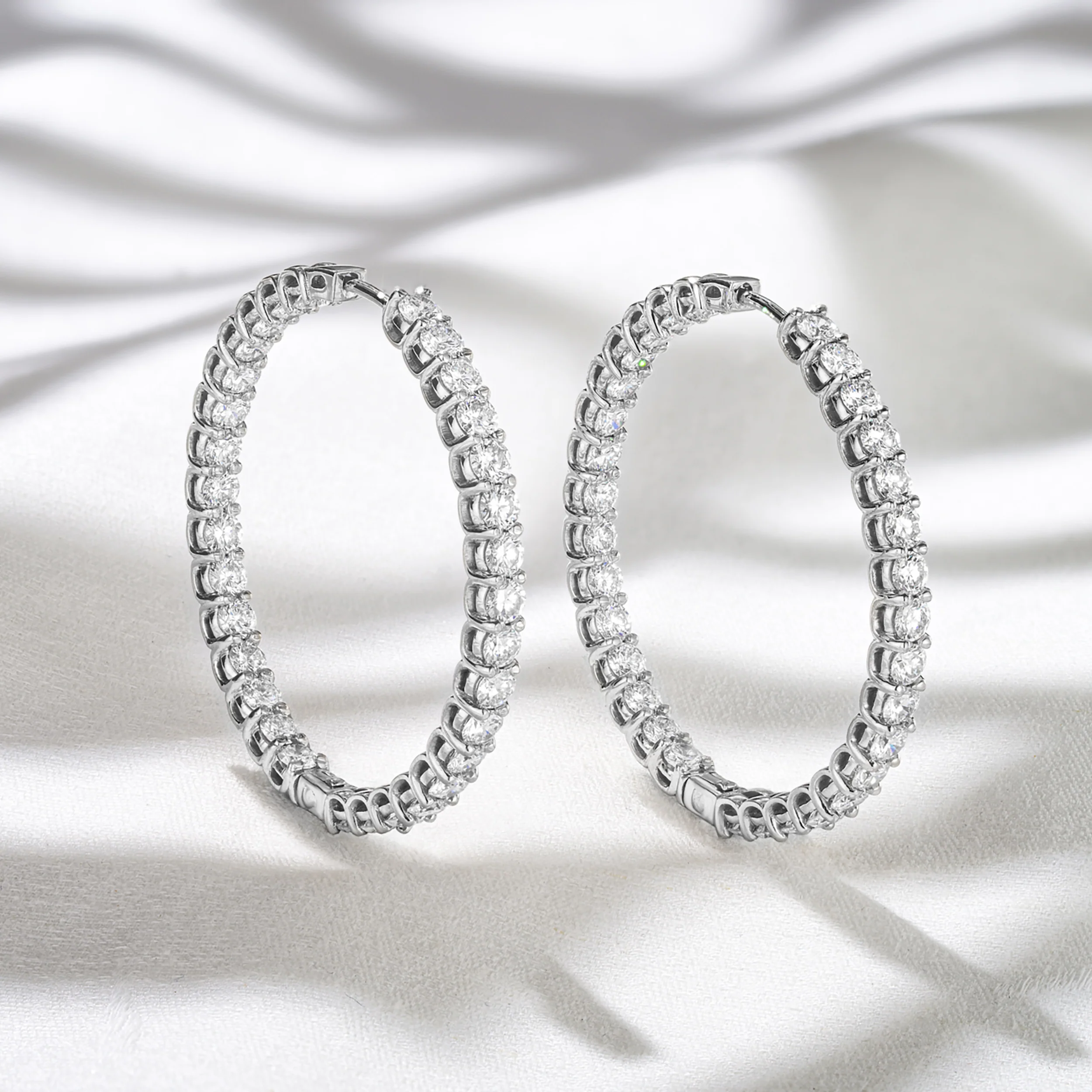 7.00ct Lab Diamond Hoop Earrings in 9K White Gold G/VS - Image 8
