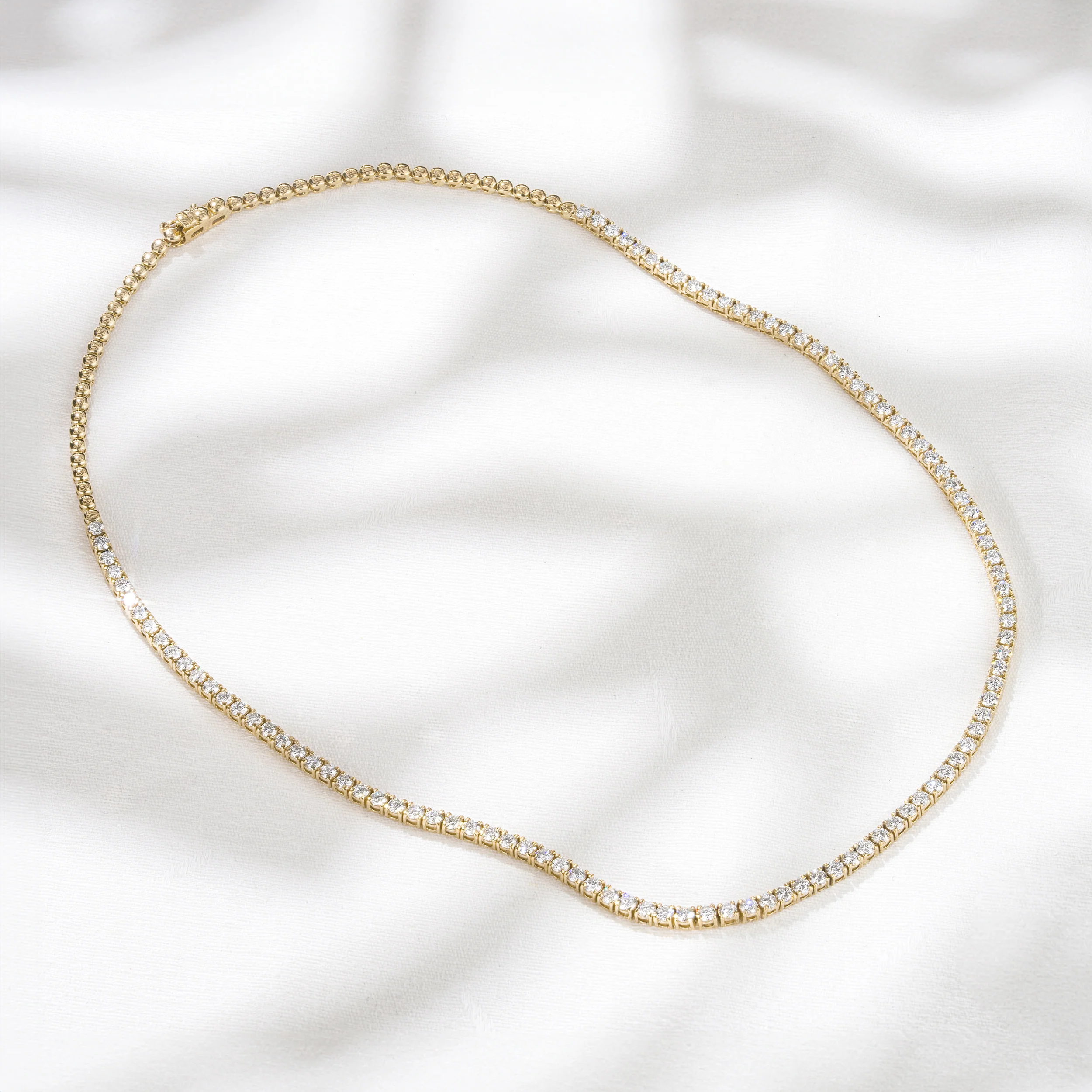 7.00ct Lab Diamond Tennis Necklace 3/4 Set in 9K Yellow Gold F/VS - Image 2
