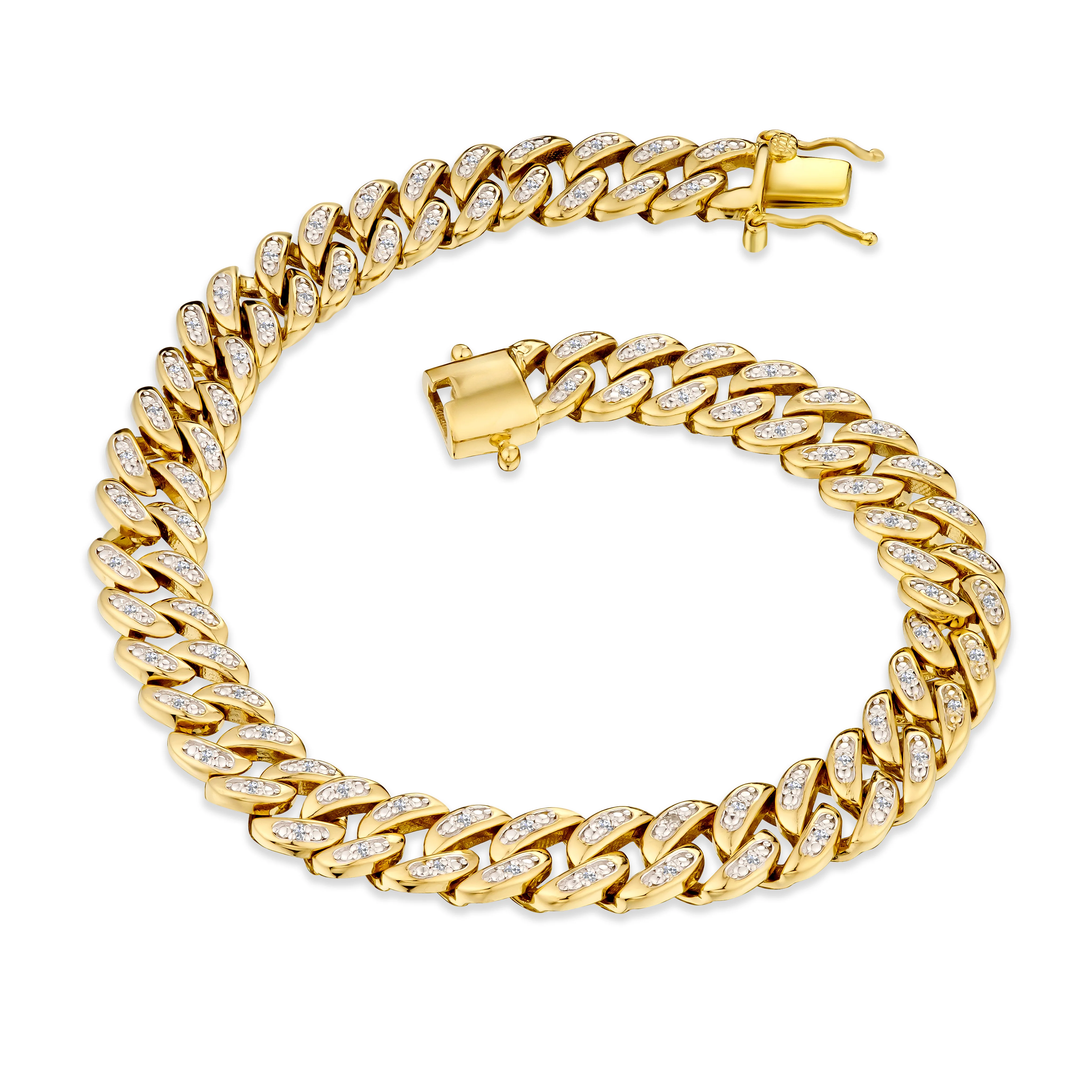 8.25 Inch Havana Cuban Men Lab Diamond Bracelet 0.50ct Cuban Lab Diamond Set in 18K Gold Vermeil - Image 3