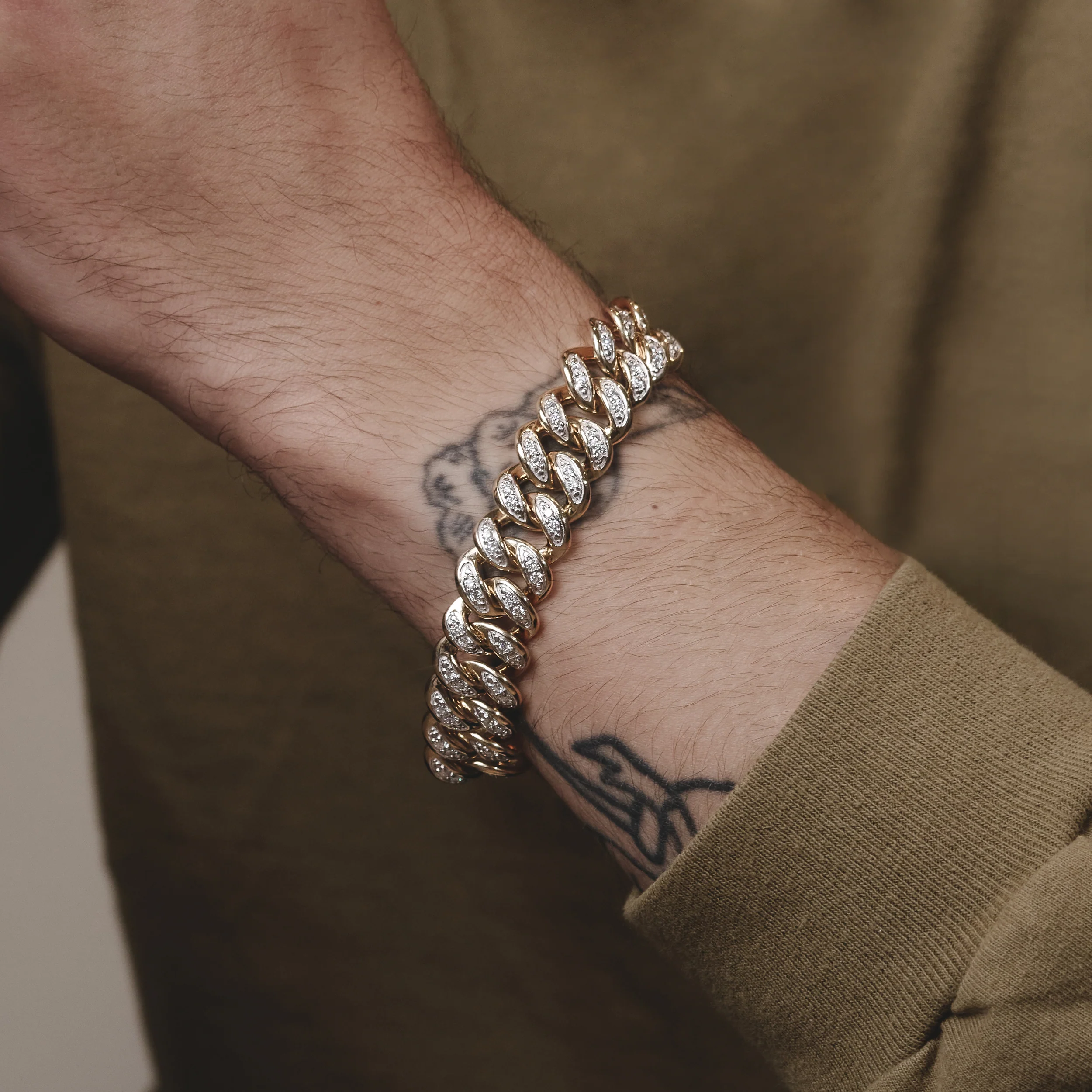 8.25 Inch Havana Cuban Men Lab Diamond Bracelet 3.50ct Cuban Lab Diamond Set in 18K Gold Vermeil - Image 7