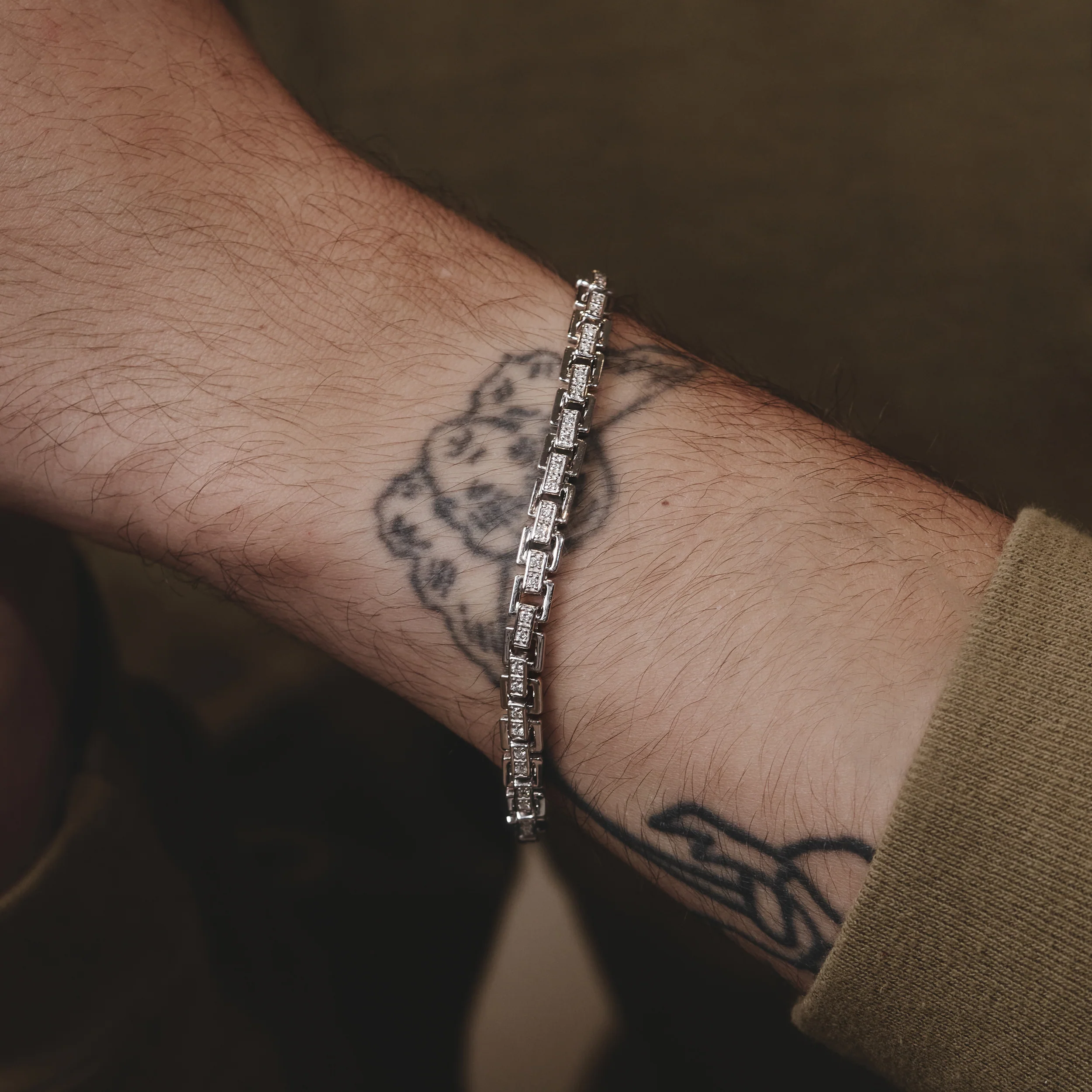 8 Inch Havana Lab Men Diamond Box Set Bracelet 0.85ct in 925 Silver - Image 4