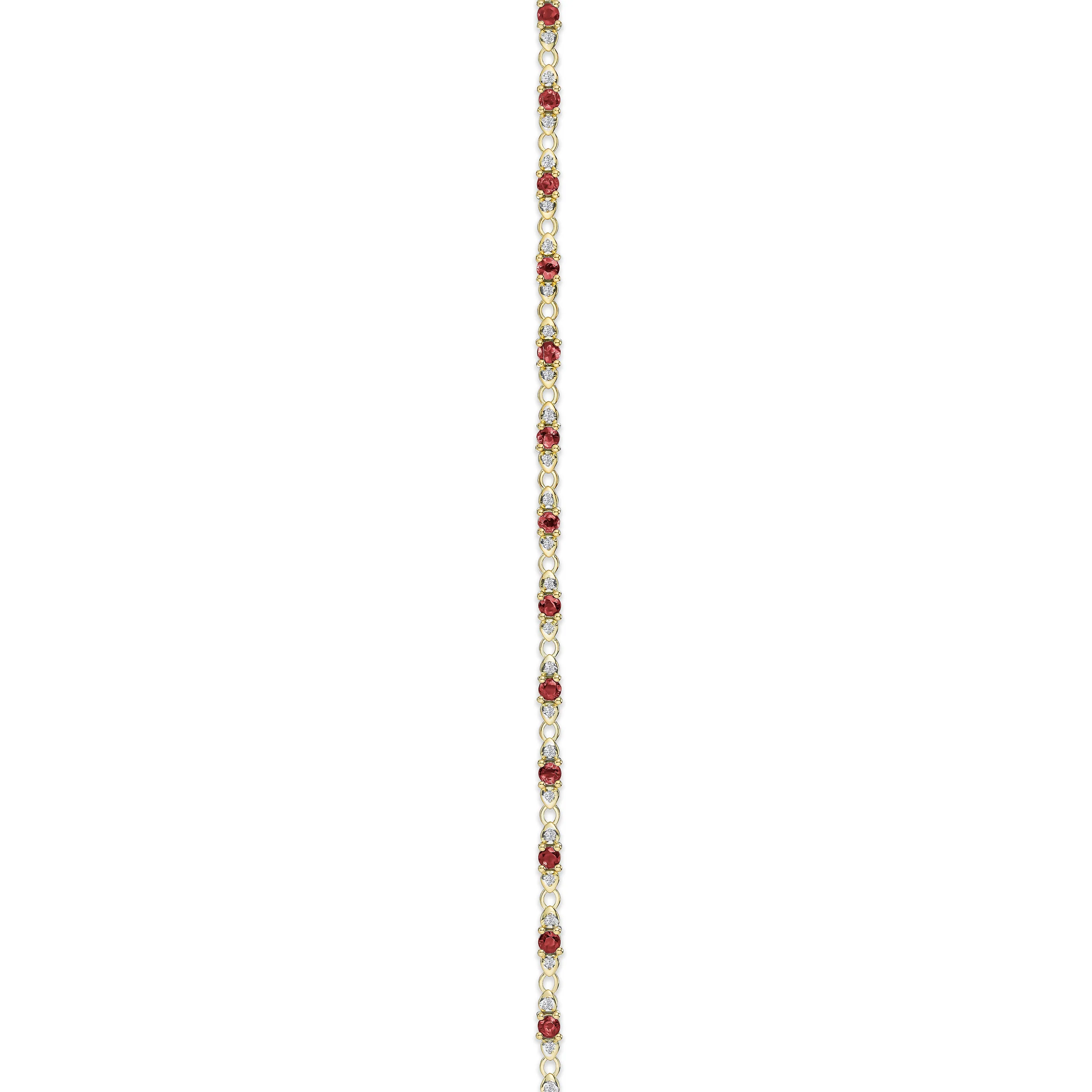 9K Gold Diamond and Ruby Claw Set Link Bracelet - Image 3