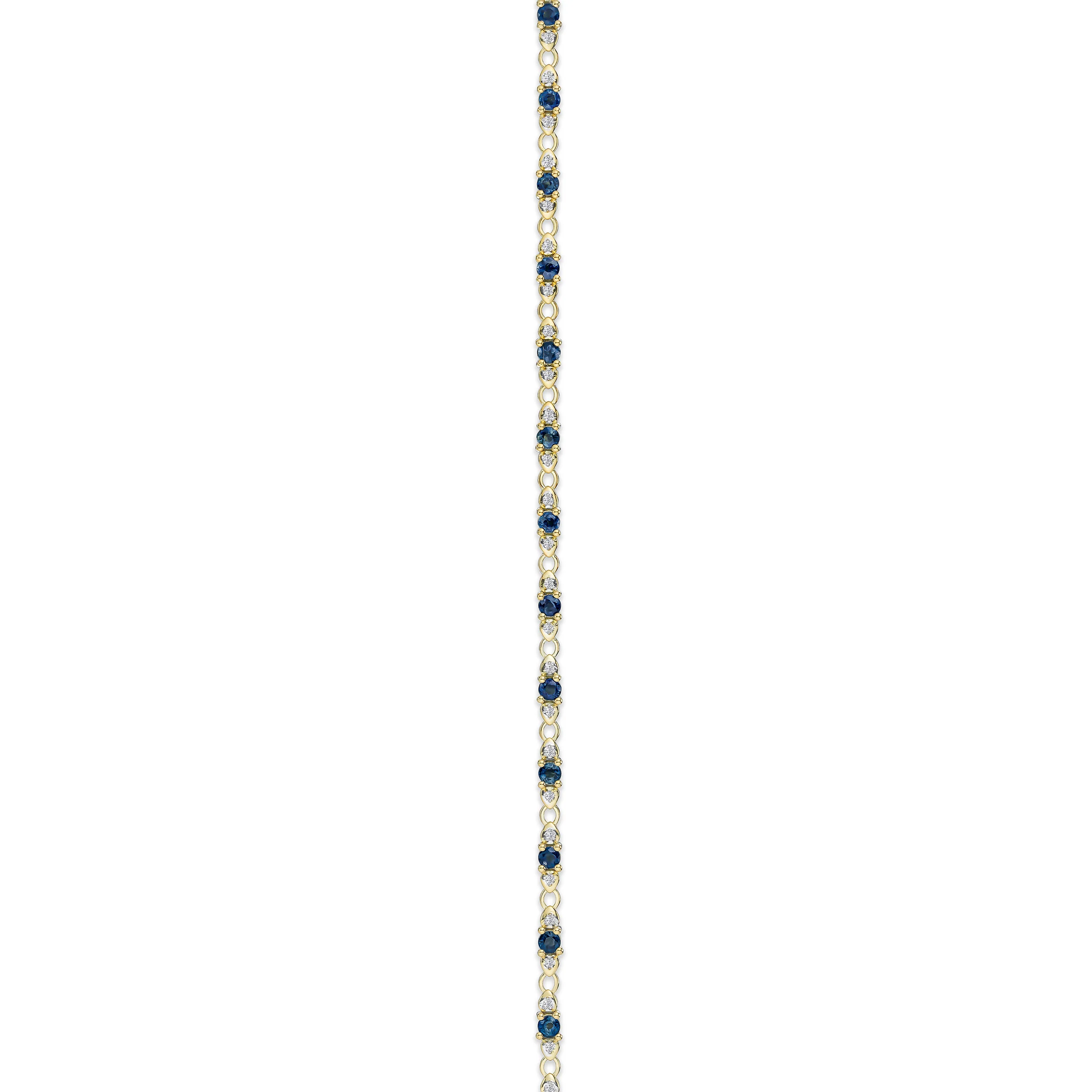 9K Gold Diamond and Sapphire Claw Set Link Bracelet - Image 3