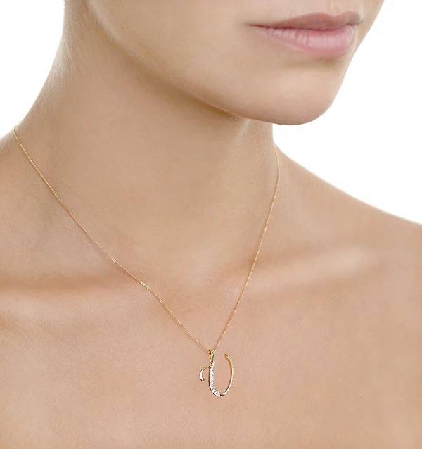 9K Gold Diamond Initial 'U' Necklace 0.05ct - Image 4