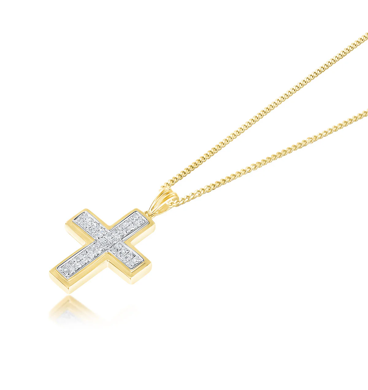 9K Gold Pave Diamond Cross Pendant (0.26ct) - Image 2