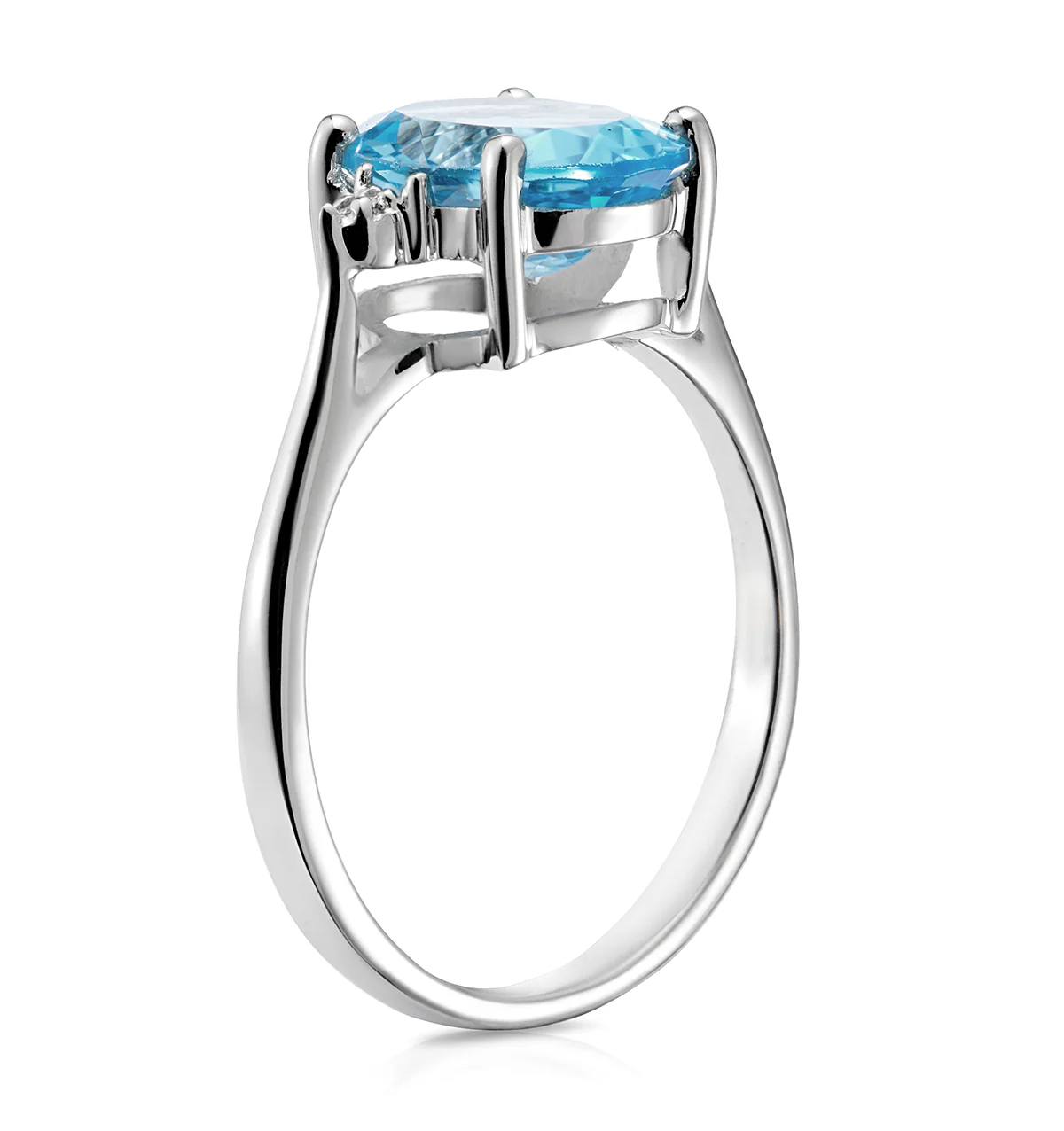 9K White Gold Diamond and 2.60ct Blue Topaz Ring - Image 3