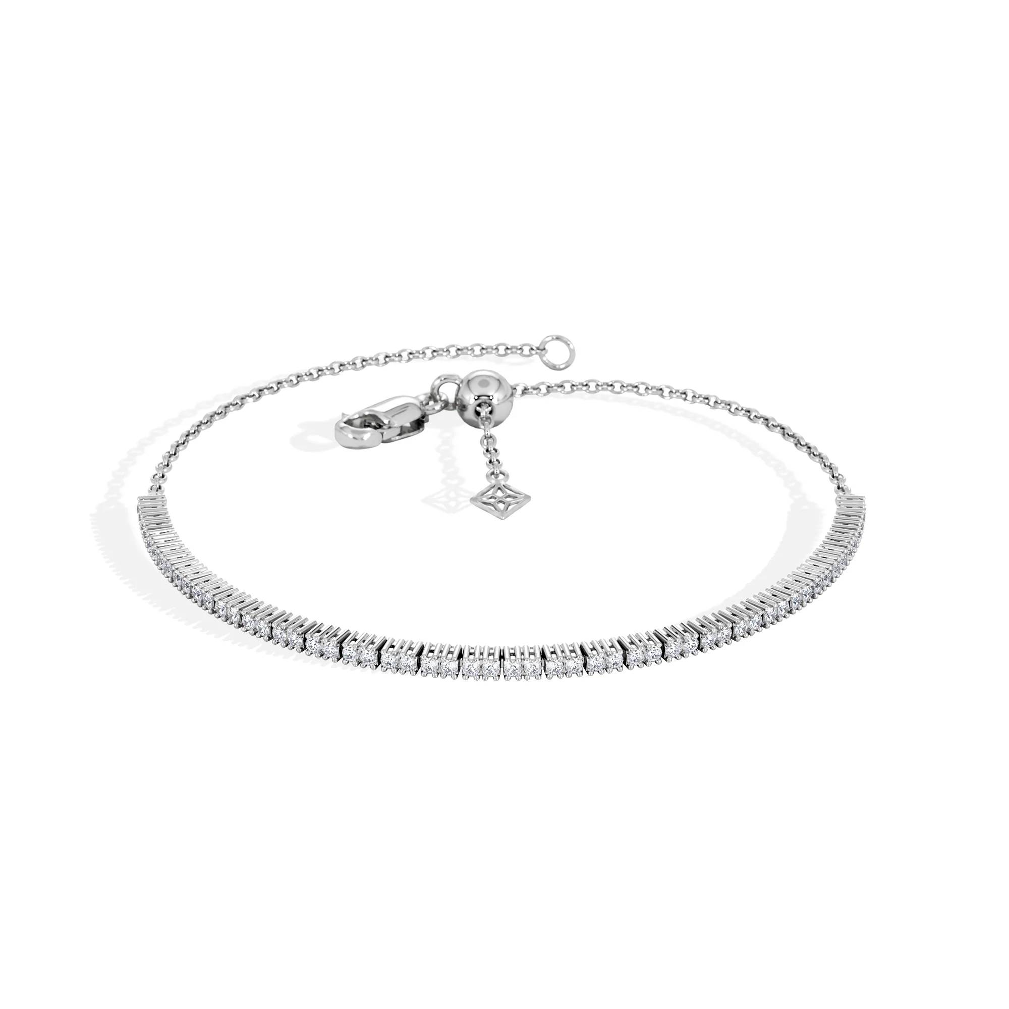 Adjustable Lab Diamond Tennis Bracelet 0.50ct in 925 Silver - Image 3