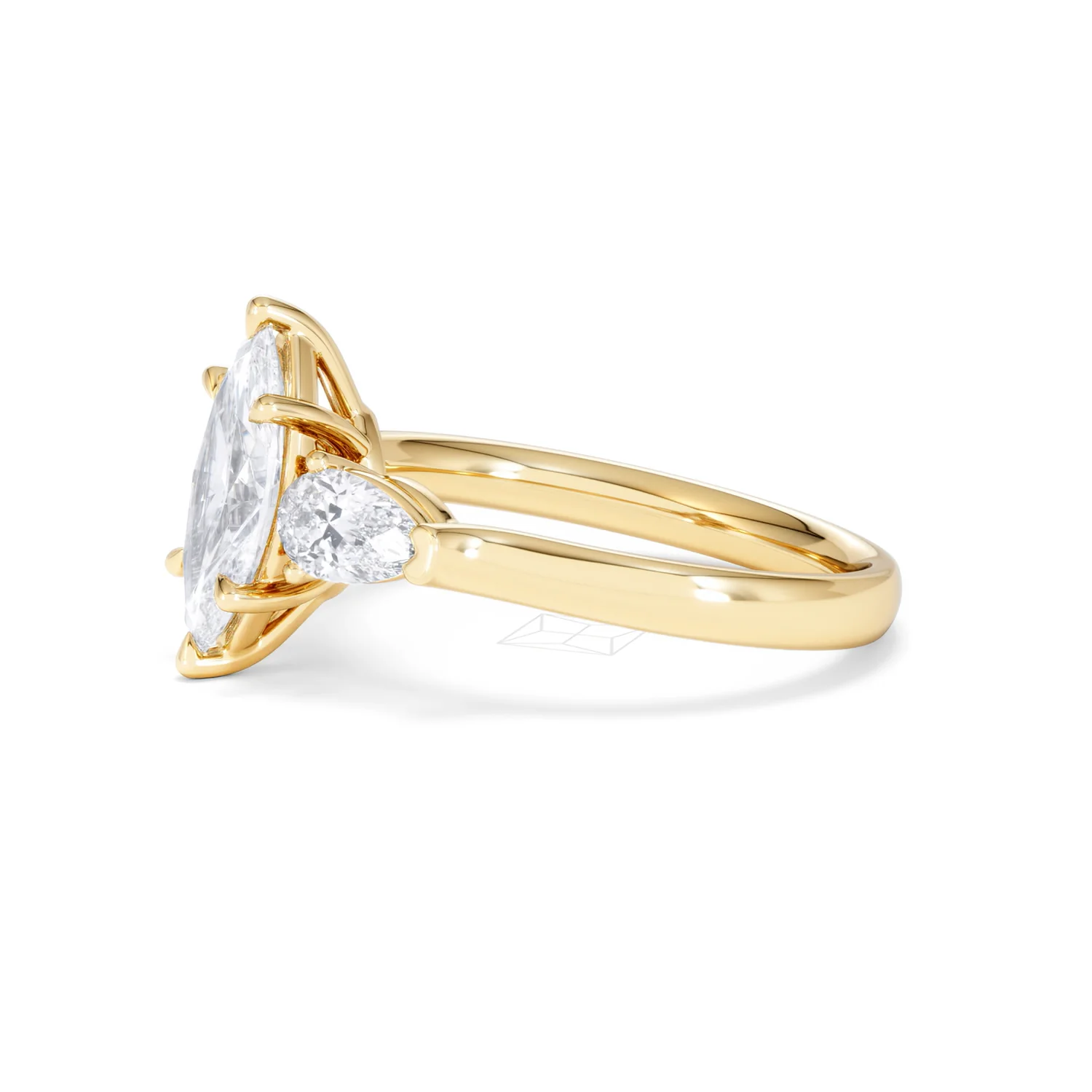 Adore 1.50ct Marquise Cut Lab Diamond 3 Stone Engagement Ring in 18K Yellow Gold - Image 74