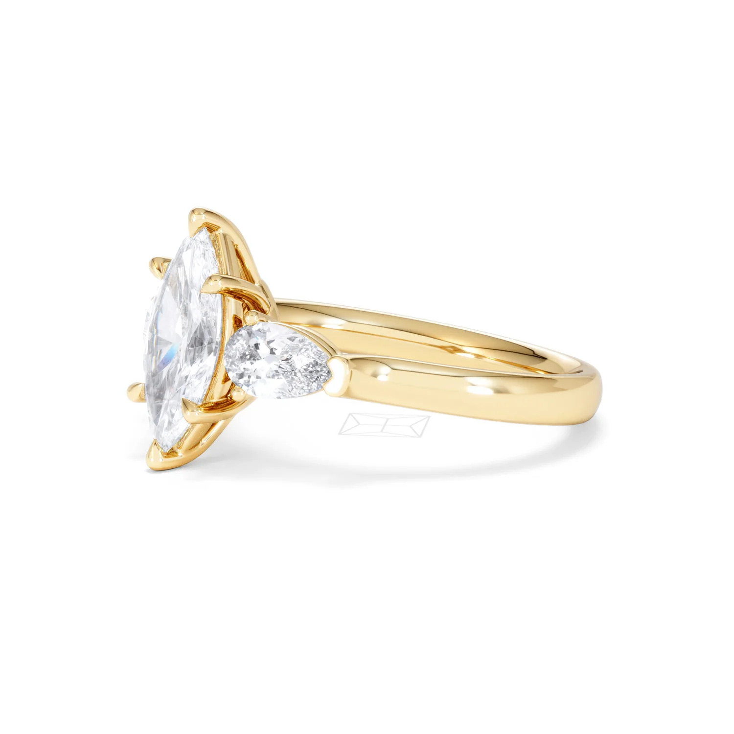 Adore 1.50ct Marquise Cut Lab Diamond 3 Stone Engagement Ring in 18K Yellow Gold - Image 77