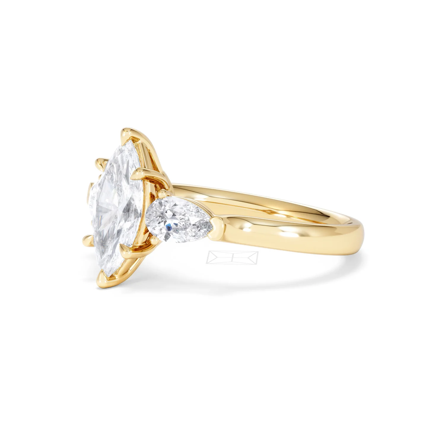 Adore 1.50ct Marquise Cut Lab Diamond 3 Stone Engagement Ring in 18K Yellow Gold - Image 78