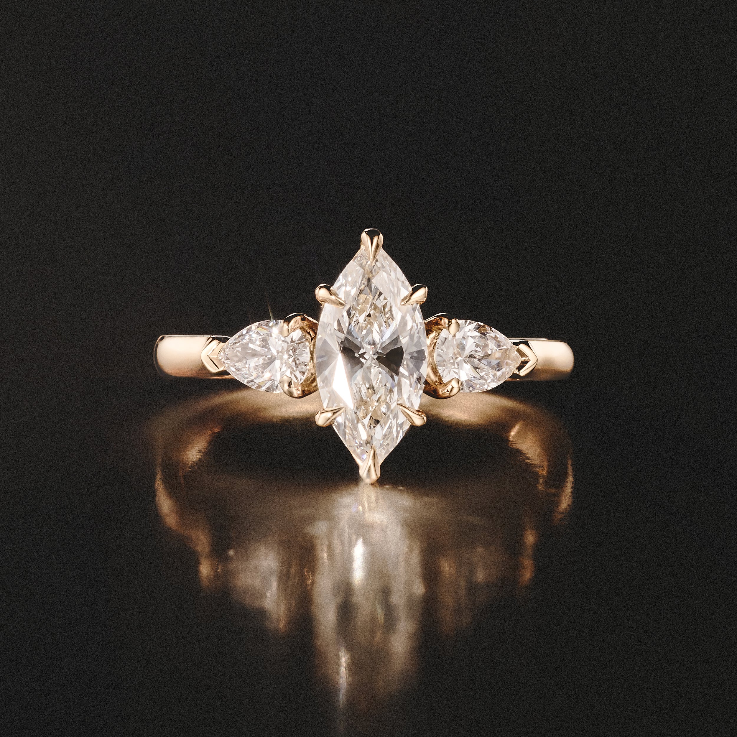 Adore 1.50ct Marquise Cut Lab Diamond 3 Stone Engagement Ring in 18K Yellow Gold - Image 8