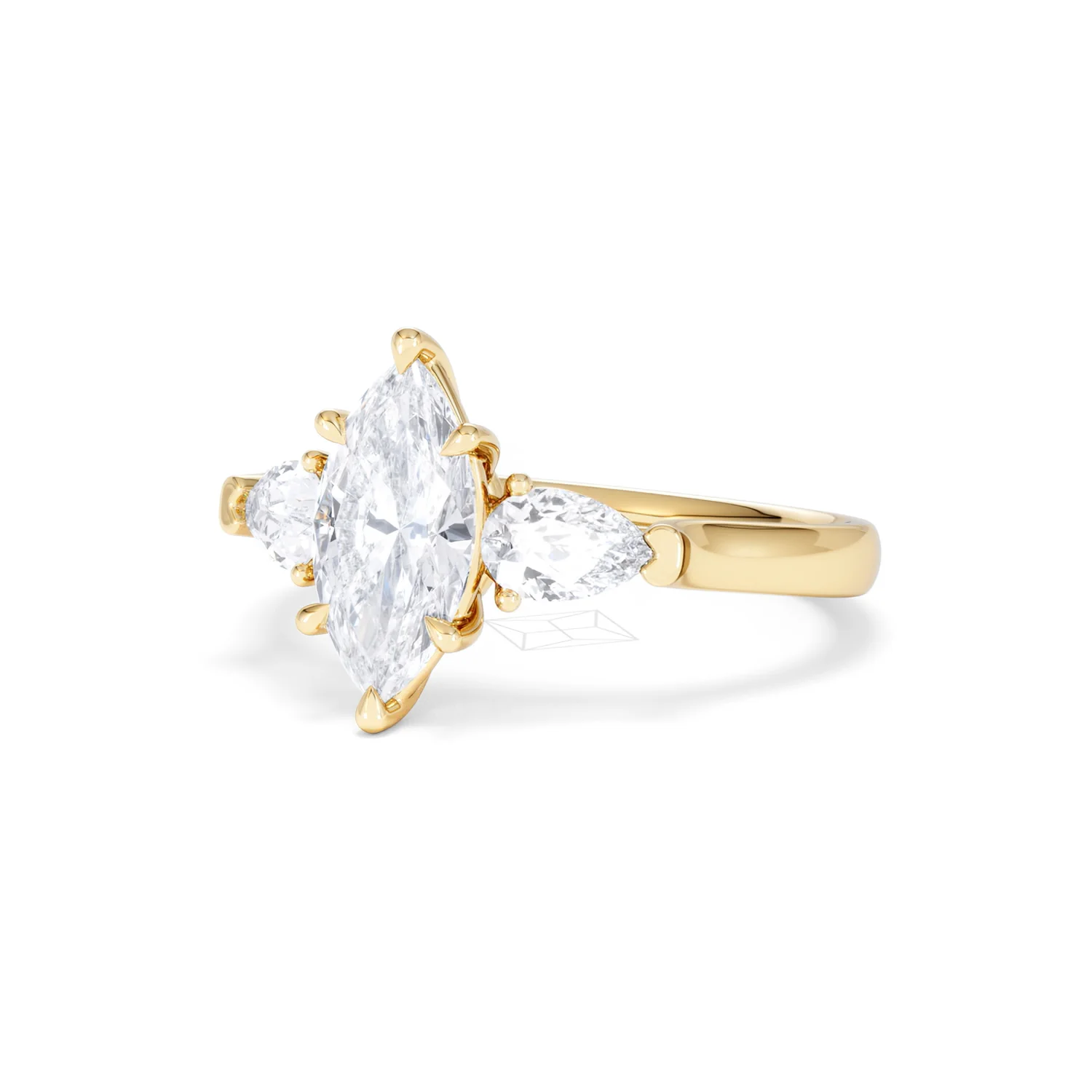 Adore 1.50ct Marquise Cut Lab Diamond 3 Stone Engagement Ring in 18K Yellow Gold - Image 83