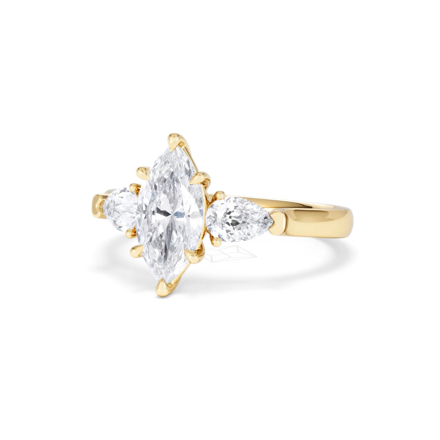 Adore 1.50ct Marquise Cut Lab Diamond 3 Stone Engagement Ring in 18K Yellow Gold - Image 84