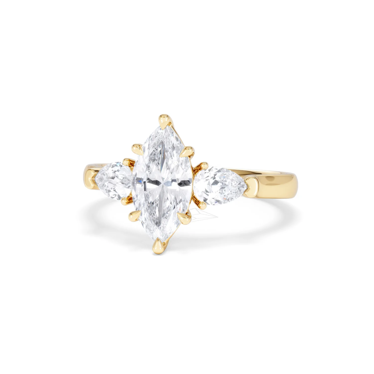 Adore 1.50ct Marquise Cut Lab Diamond 3 Stone Engagement Ring in 18K Yellow Gold - Image 86