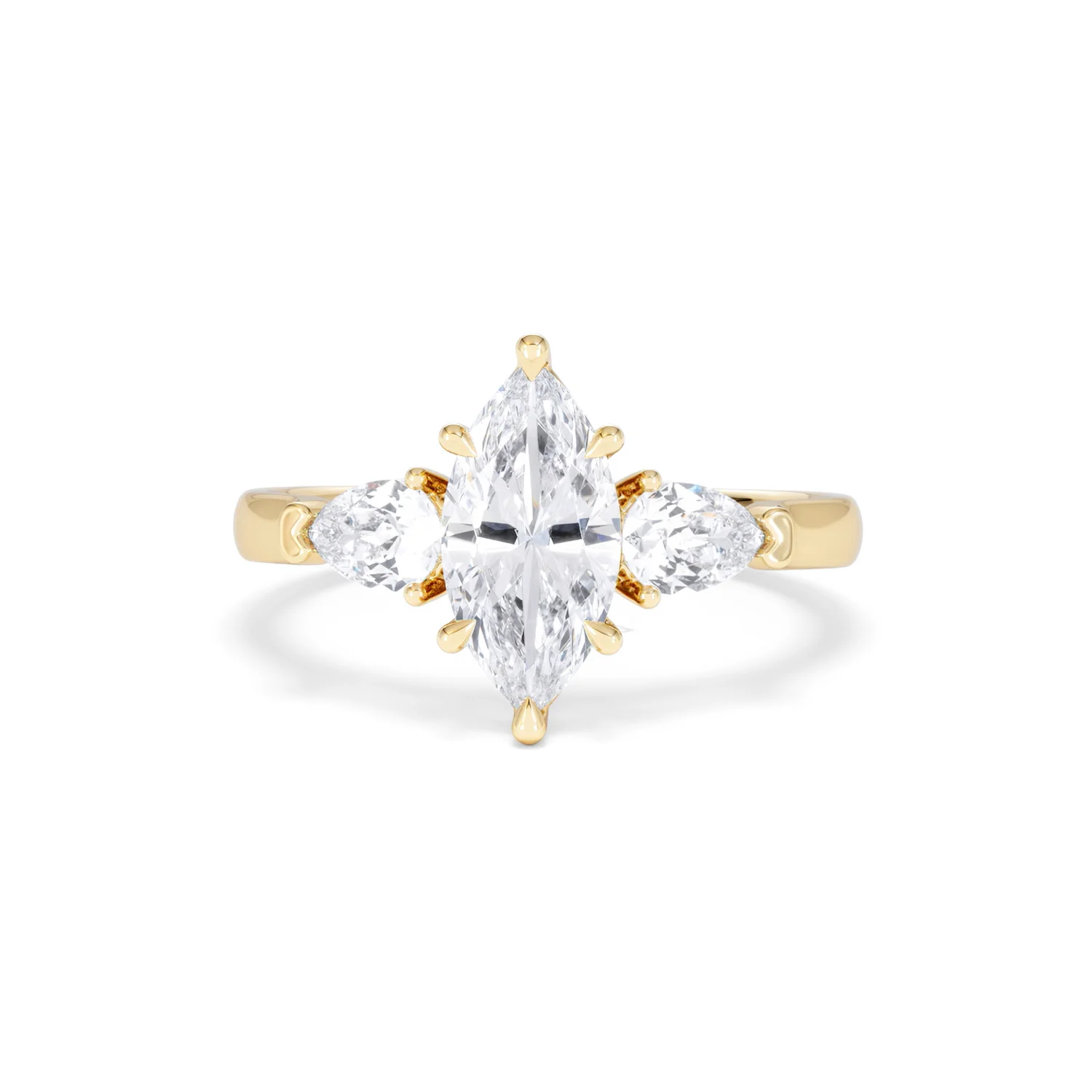 Adore 1.50ct Marquise Cut Lab Diamond 3 Stone Engagement Ring in 18K Yellow Gold - Image 88