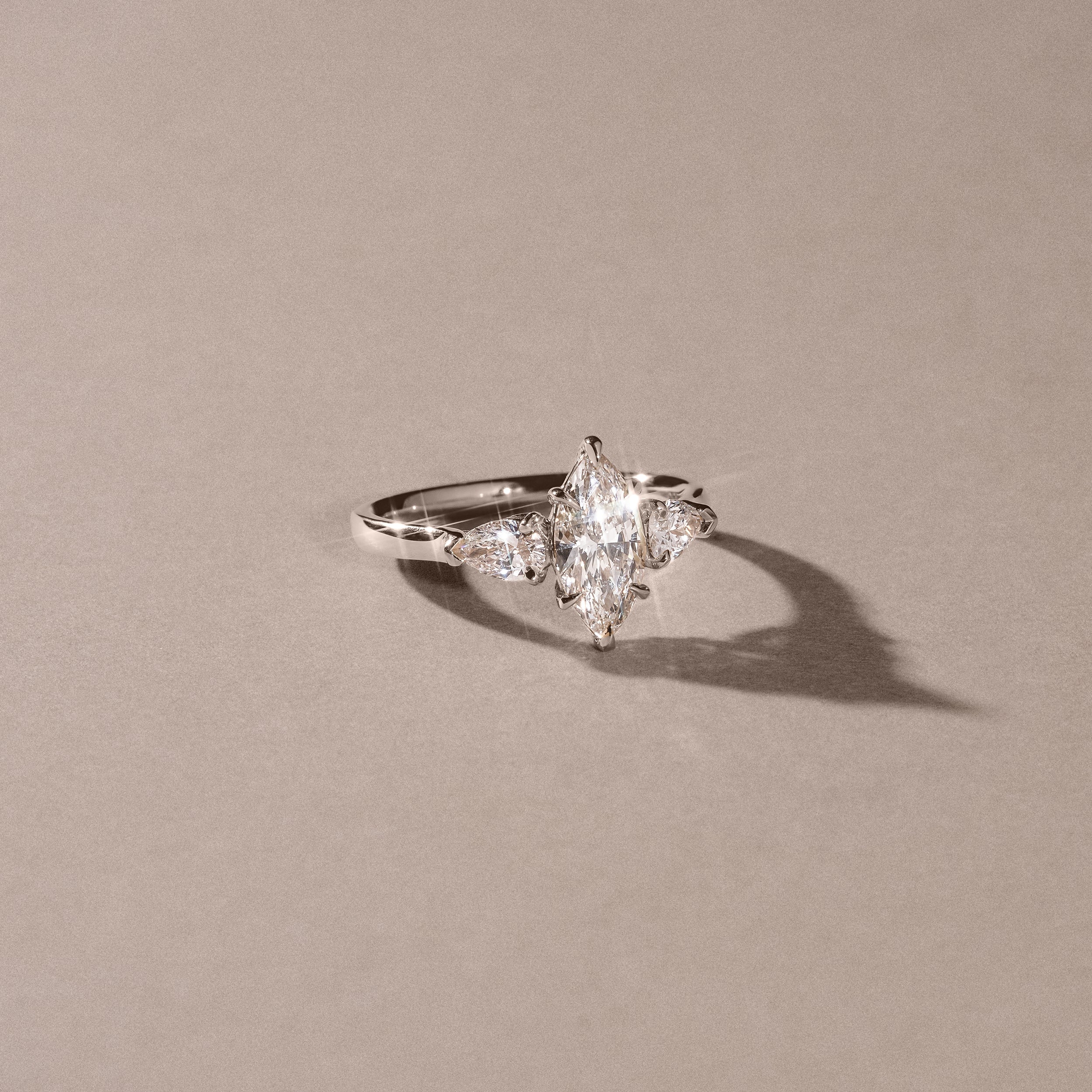 Adore 1.50ct Marquise Cut Lab Diamond 3 Stone Engagement Ring in Platinum - Image 6