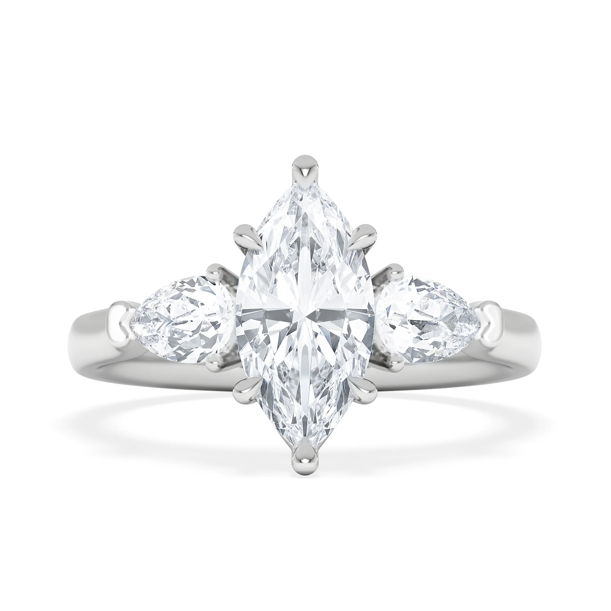 Adore 1.50ct Marquise Cut Lab Diamond 3 Stone Engagement Ring in Platinum - Image 7