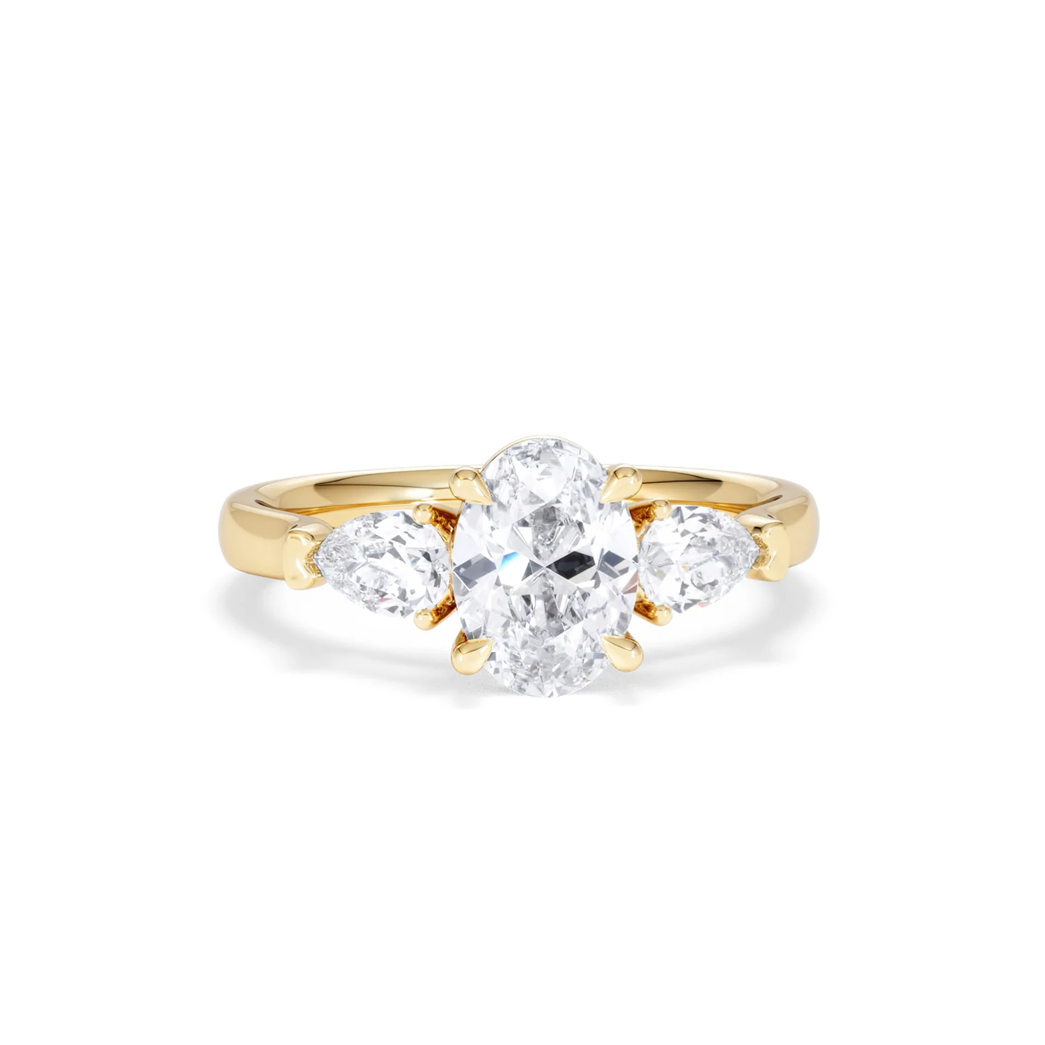 Adore 1.50ct Oval Cut Lab Diamond 3 Stone Engagement Ring in 18K Yellow Gold - Image 10