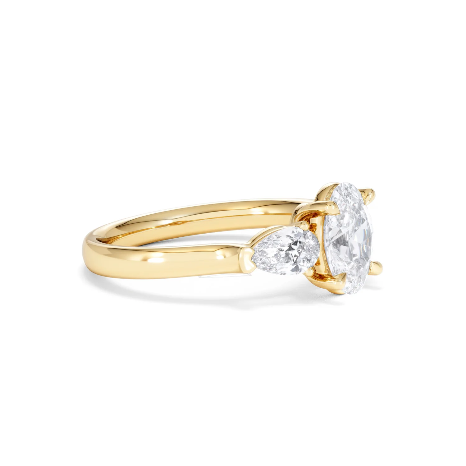 Adore 1.50ct Oval Cut Lab Diamond 3 Stone Engagement Ring in 18K Yellow Gold - Image 21