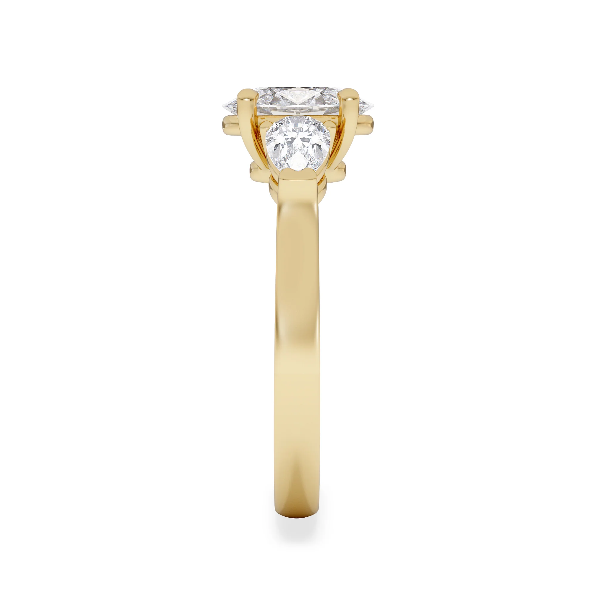 Adore 1.50ct Oval Cut Lab Diamond 3 Stone Engagement Ring in 18K Yellow Gold - Image 5