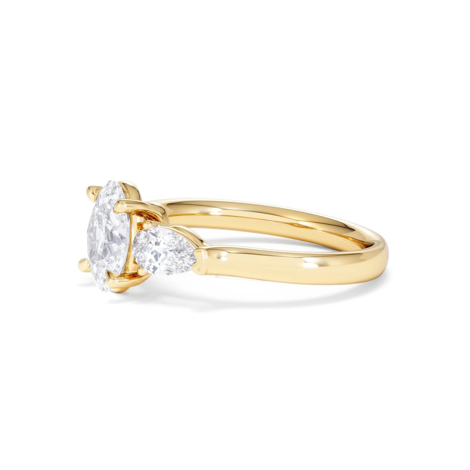 Adore 1.50ct Oval Cut Lab Diamond 3 Stone Engagement Ring in 18K Yellow Gold - Image 75