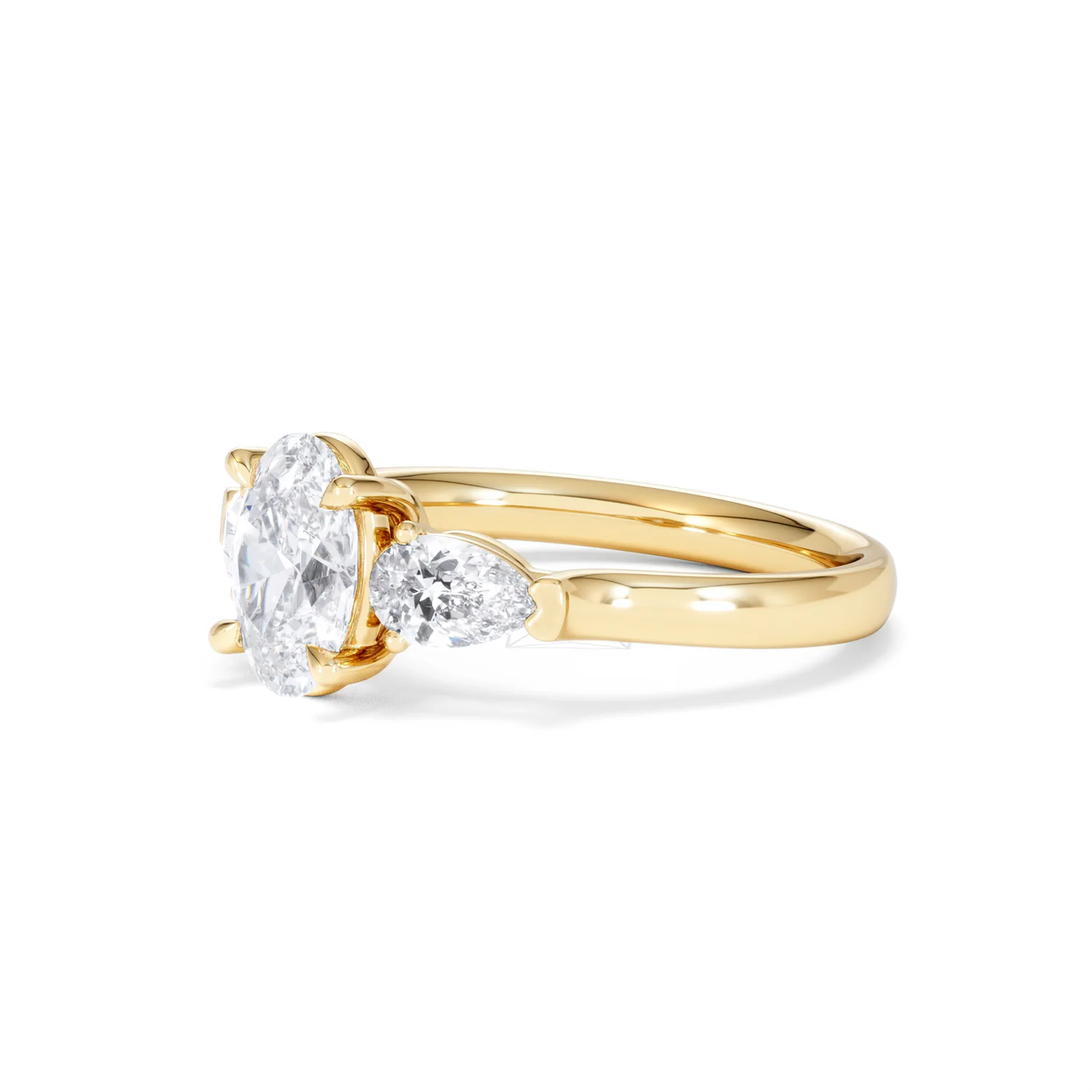 Adore 1.50ct Oval Cut Lab Diamond 3 Stone Engagement Ring in 18K Yellow Gold - Image 78