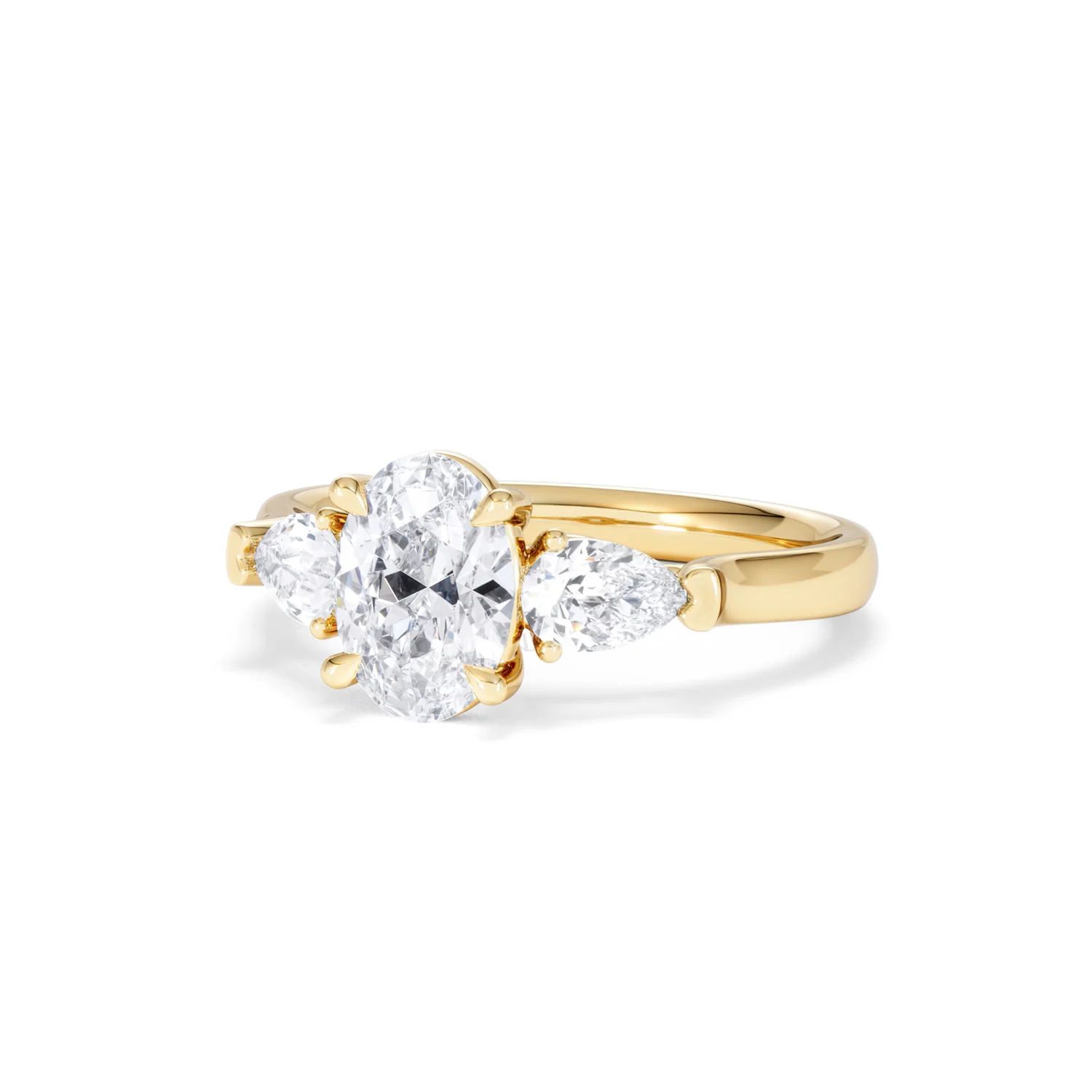 Adore 1.50ct Oval Cut Lab Diamond 3 Stone Engagement Ring in 18K Yellow Gold - Image 84