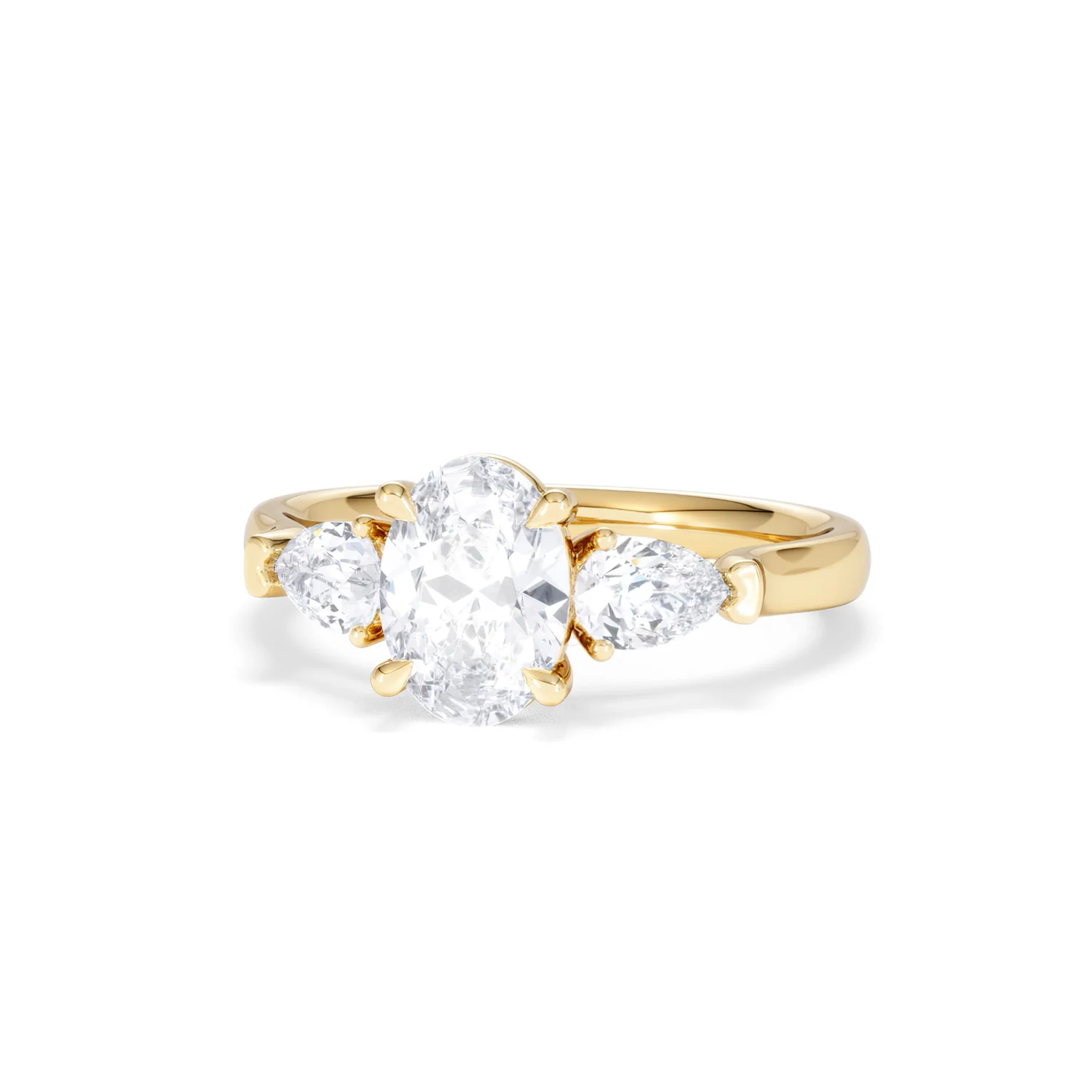 Adore 1.50ct Oval Cut Lab Diamond 3 Stone Engagement Ring in 18K Yellow Gold - Image 86
