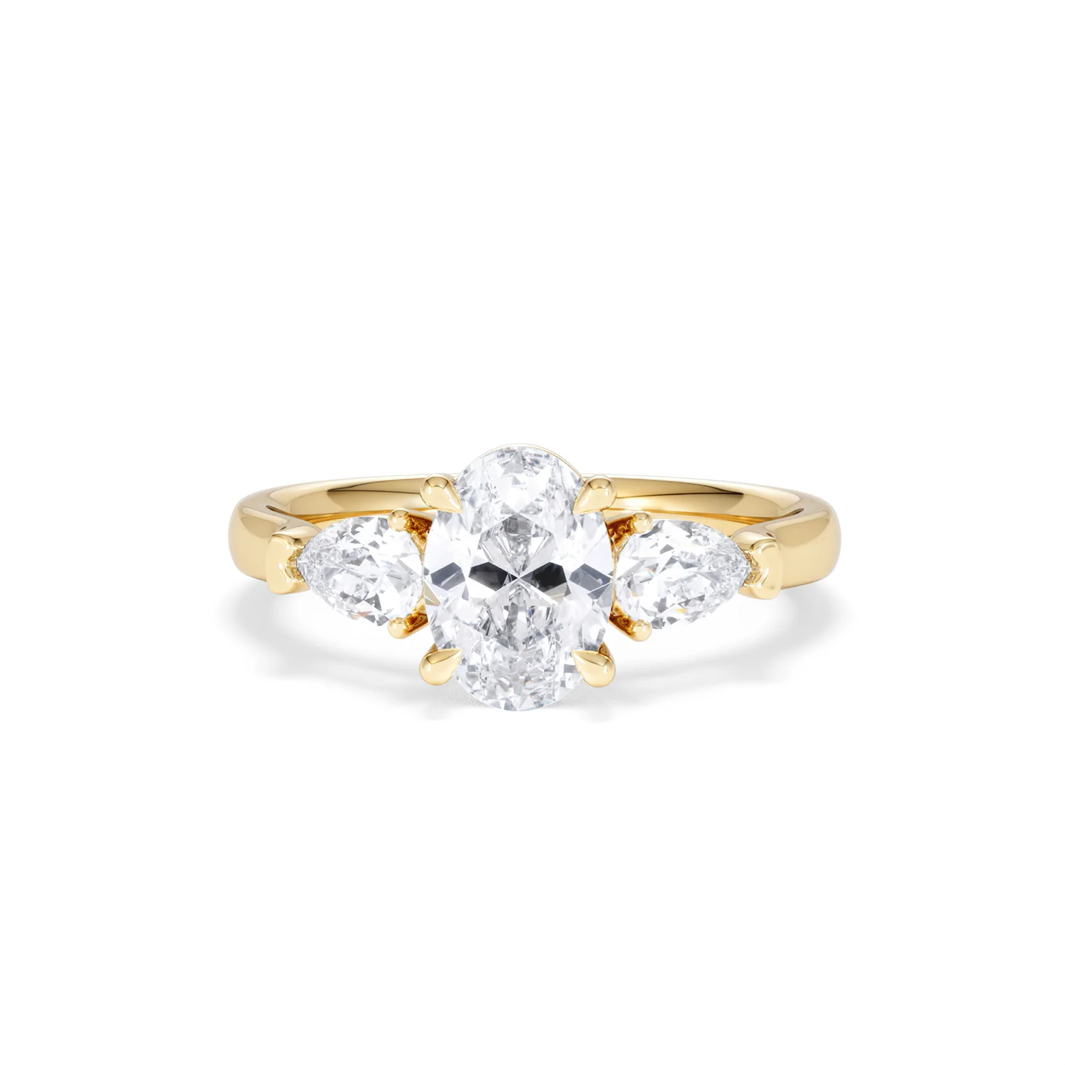 Adore 1.50ct Oval Cut Lab Diamond 3 Stone Engagement Ring in 18K Yellow Gold - Image 88