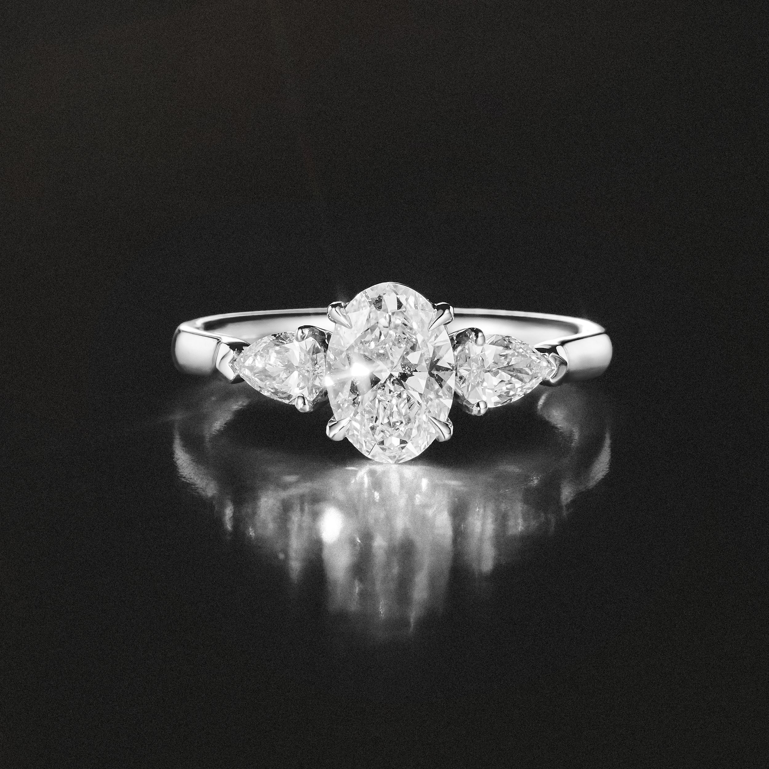 Adore 1.50ct Oval Cut Lab Diamond 3 Stone Engagement Ring in Platinum - Image 8