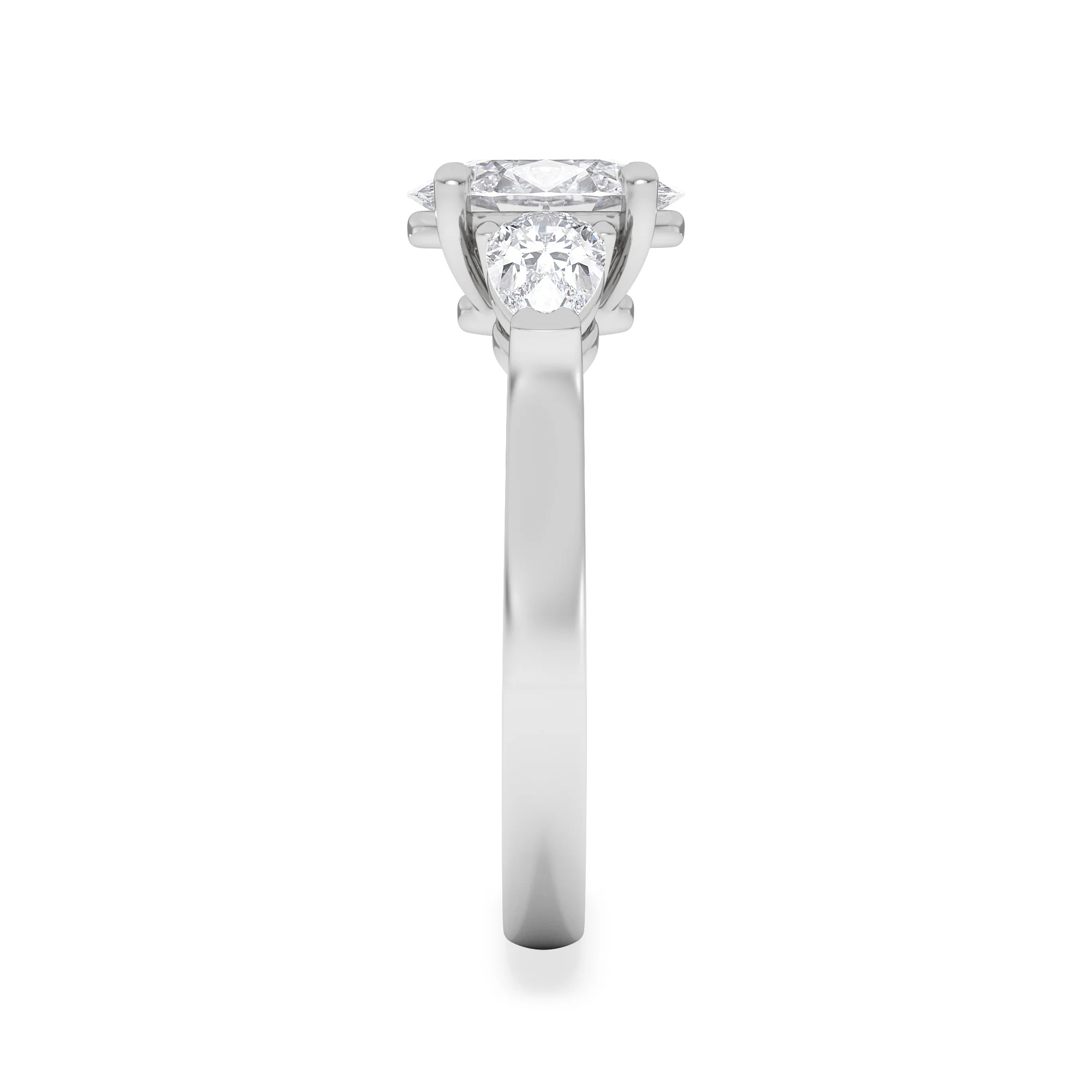Adore 1.50ct Oval Cut Lab Diamond 3 Stone Engagement Ring in Platinum - Image 5