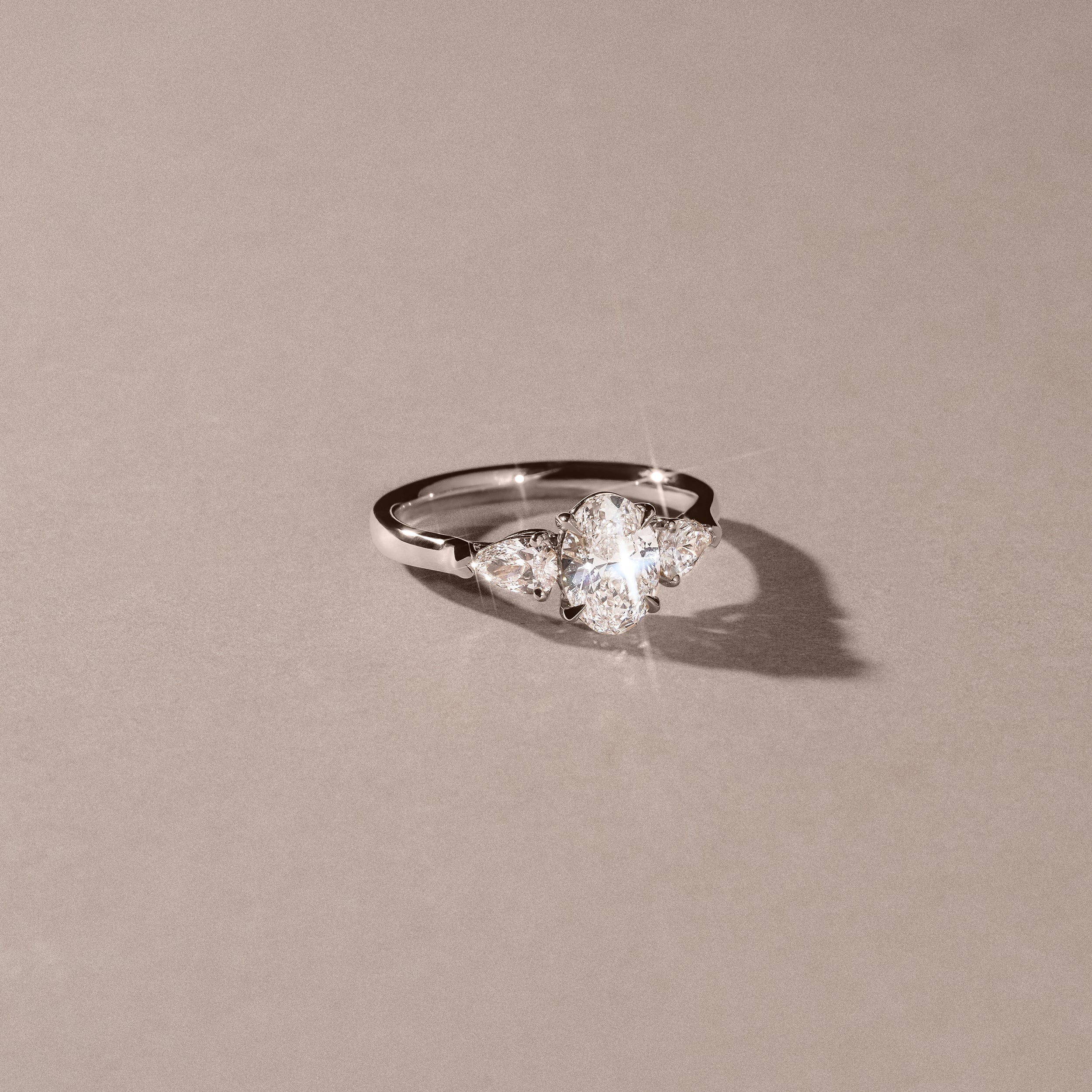 Adore 1.50ct Oval Cut Lab Diamond 3 Stone Engagement Ring in Platinum - Image 6