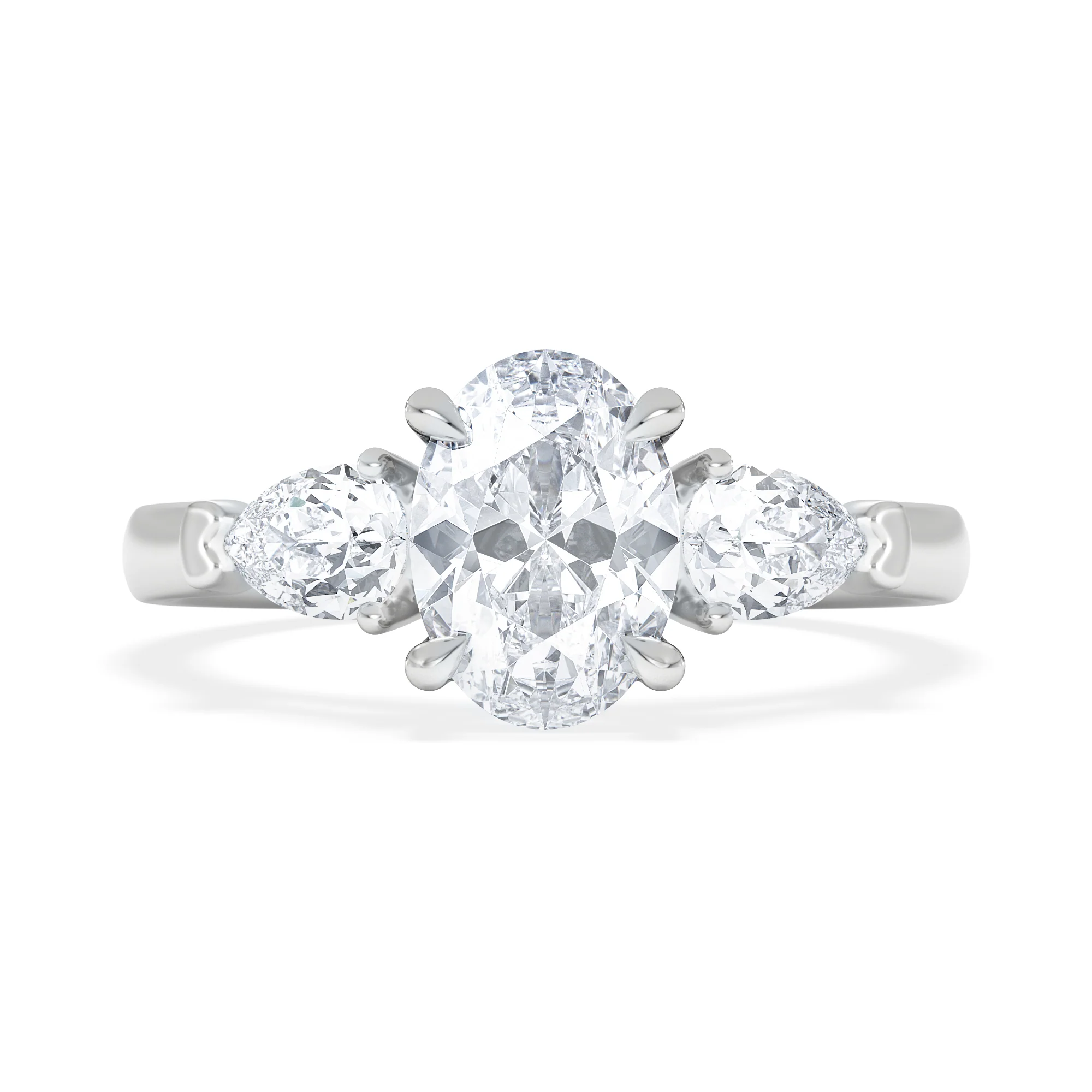 Adore 1.50ct Oval Cut Lab Diamond 3 Stone Engagement Ring in Platinum - Image 7
