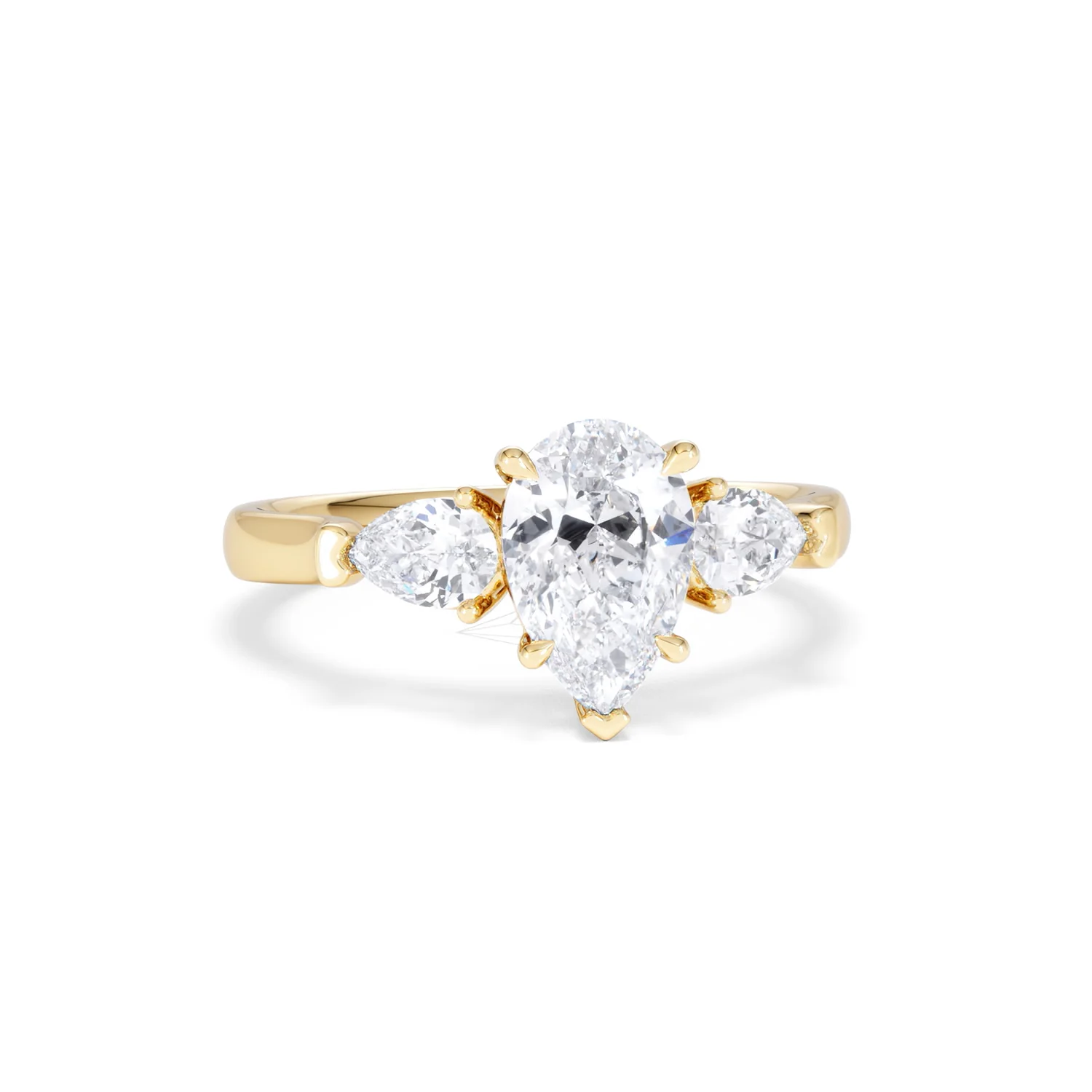 Adore 1.50ct Pear Cut Lab Diamond 3 Stone Engagement Ring in 18K Yellow Gold - Image 11