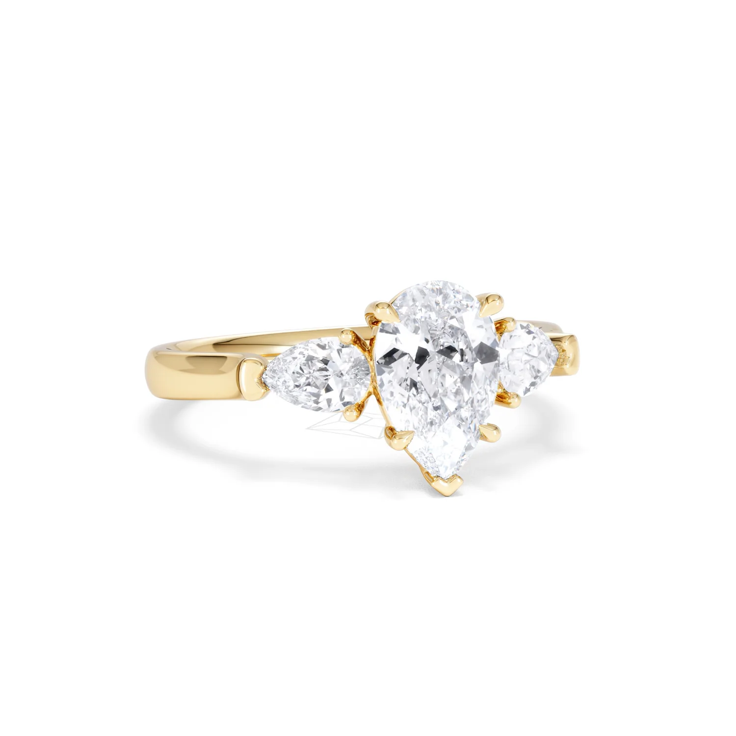 Adore 1.50ct Pear Cut Lab Diamond 3 Stone Engagement Ring in 18K Yellow Gold - Image 13
