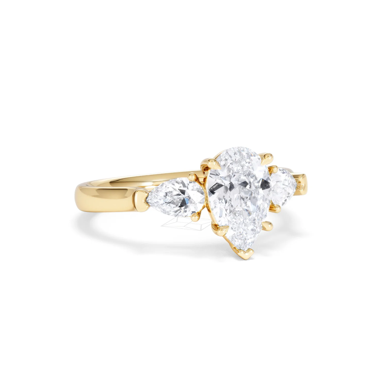 Adore 1.50ct Pear Cut Lab Diamond 3 Stone Engagement Ring in 18K Yellow Gold - Image 14