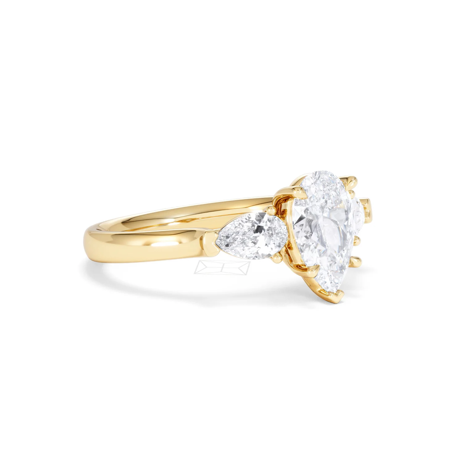 Adore 1.50ct Pear Cut Lab Diamond 3 Stone Engagement Ring in 18K Yellow Gold - Image 18