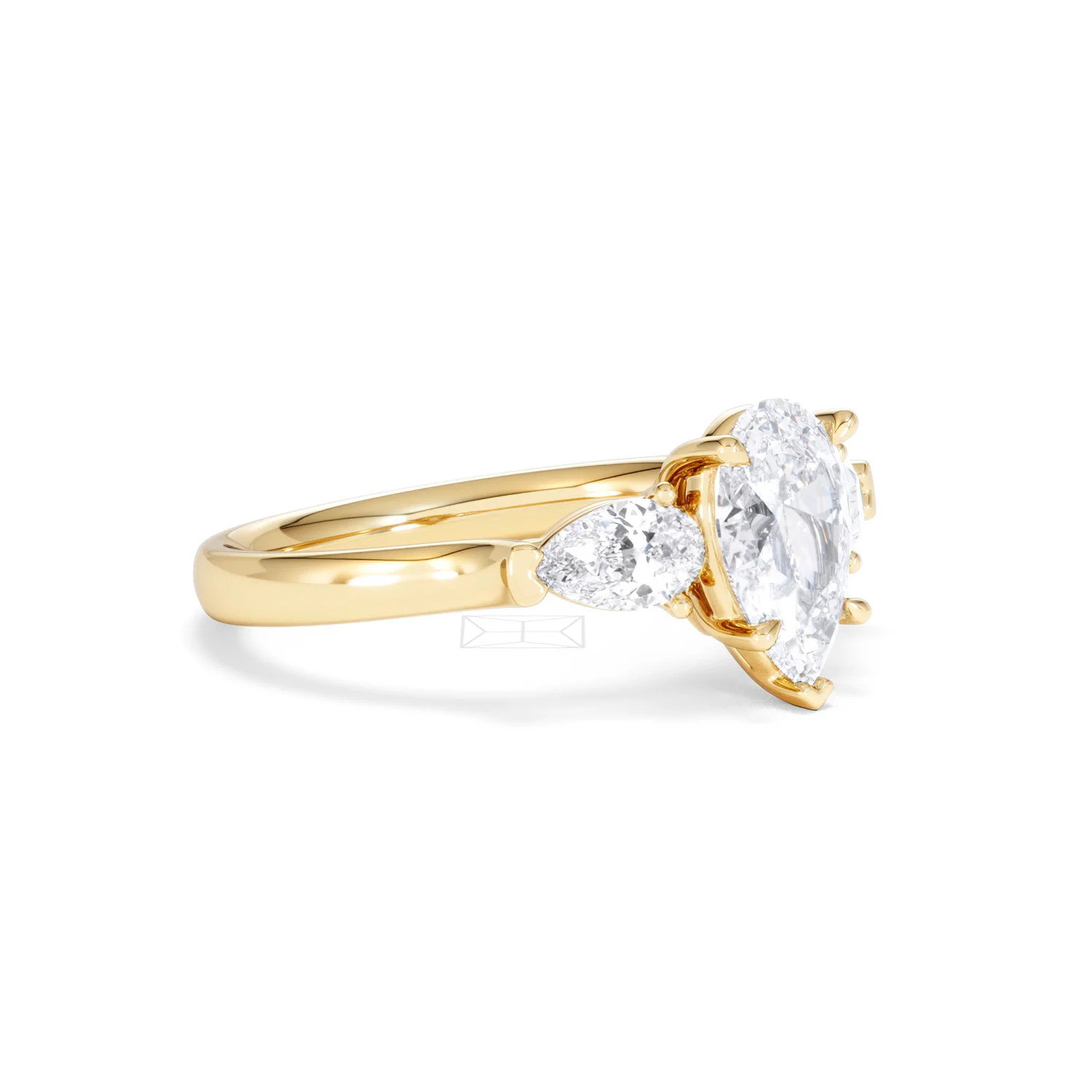 Adore 1.50ct Pear Cut Lab Diamond 3 Stone Engagement Ring in 18K Yellow Gold - Image 19