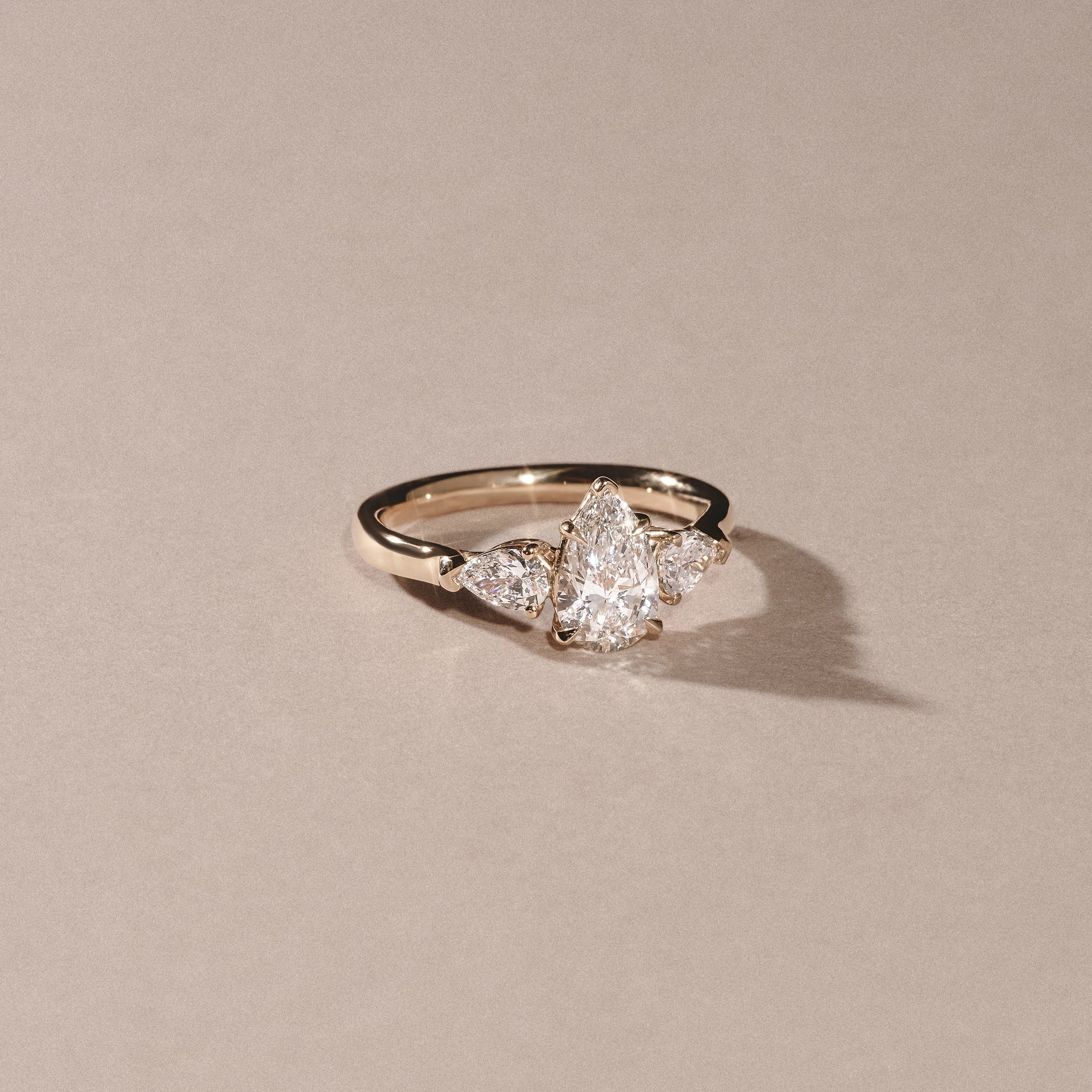 Adore 1.50ct Pear Cut Lab Diamond 3 Stone Engagement Ring in 18K Yellow Gold - Image 6
