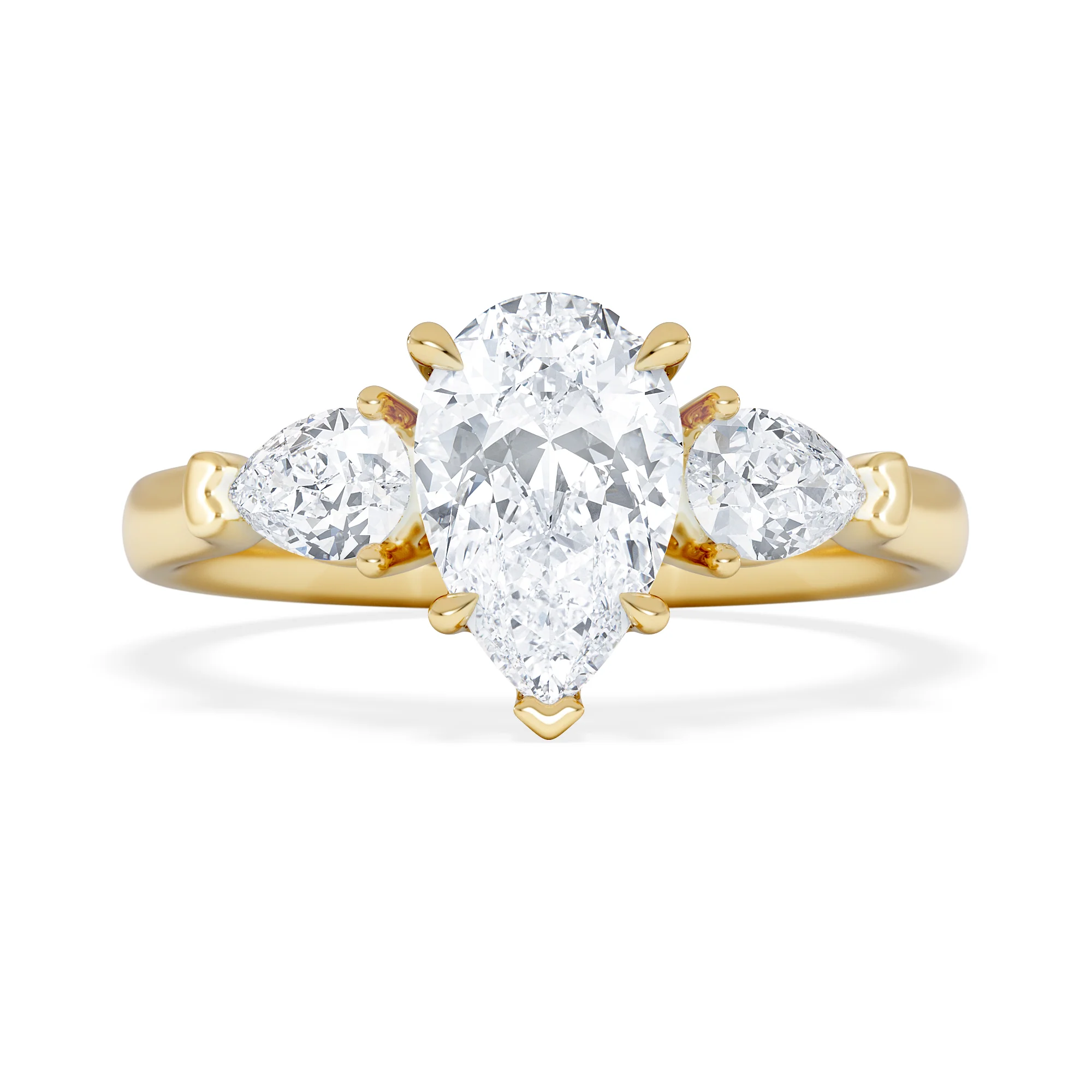 Adore 1.50ct Pear Cut Lab Diamond 3 Stone Engagement Ring in 18K Yellow Gold - Image 7